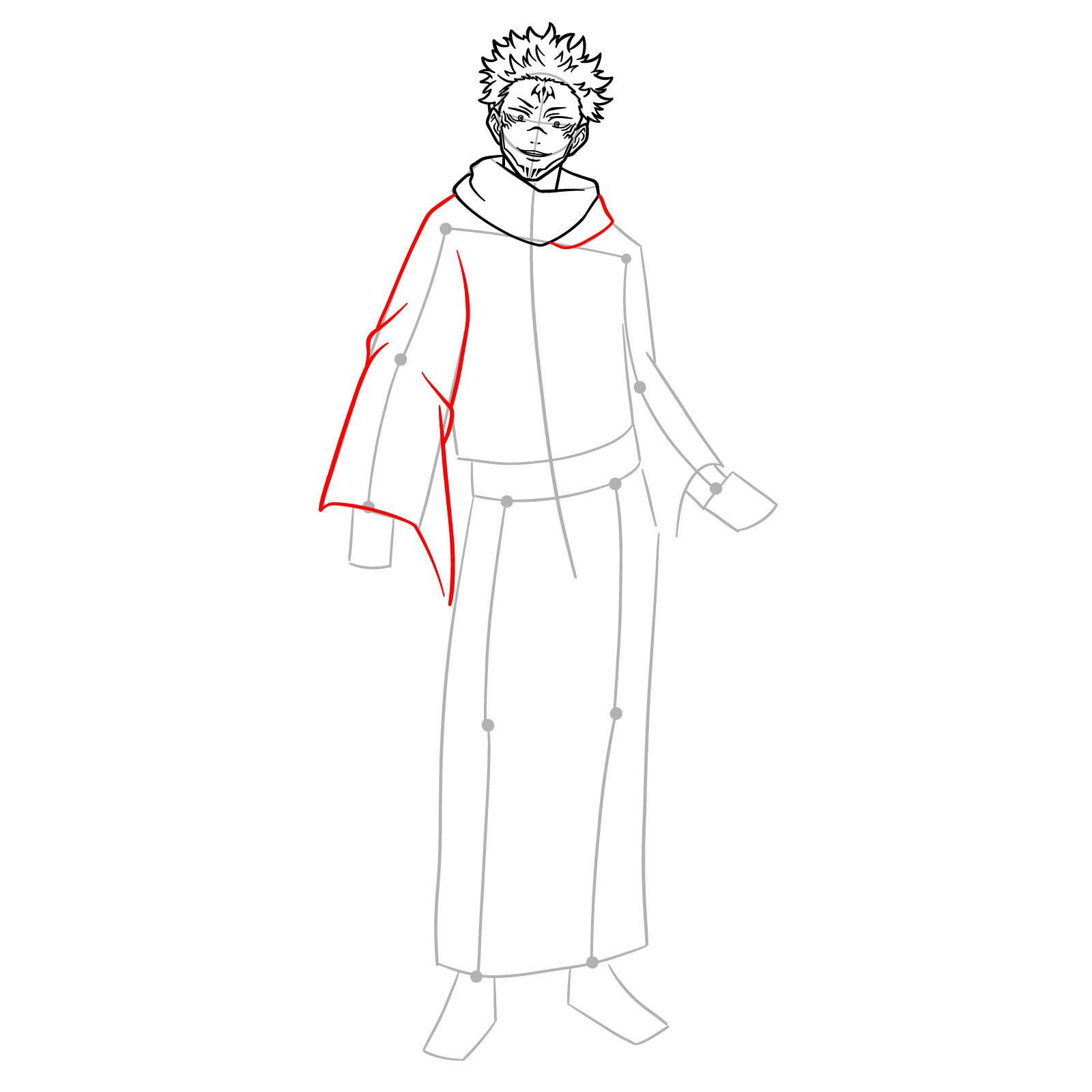 How to Draw Sukuna, the King of Curses in Full Body Pose - step 11