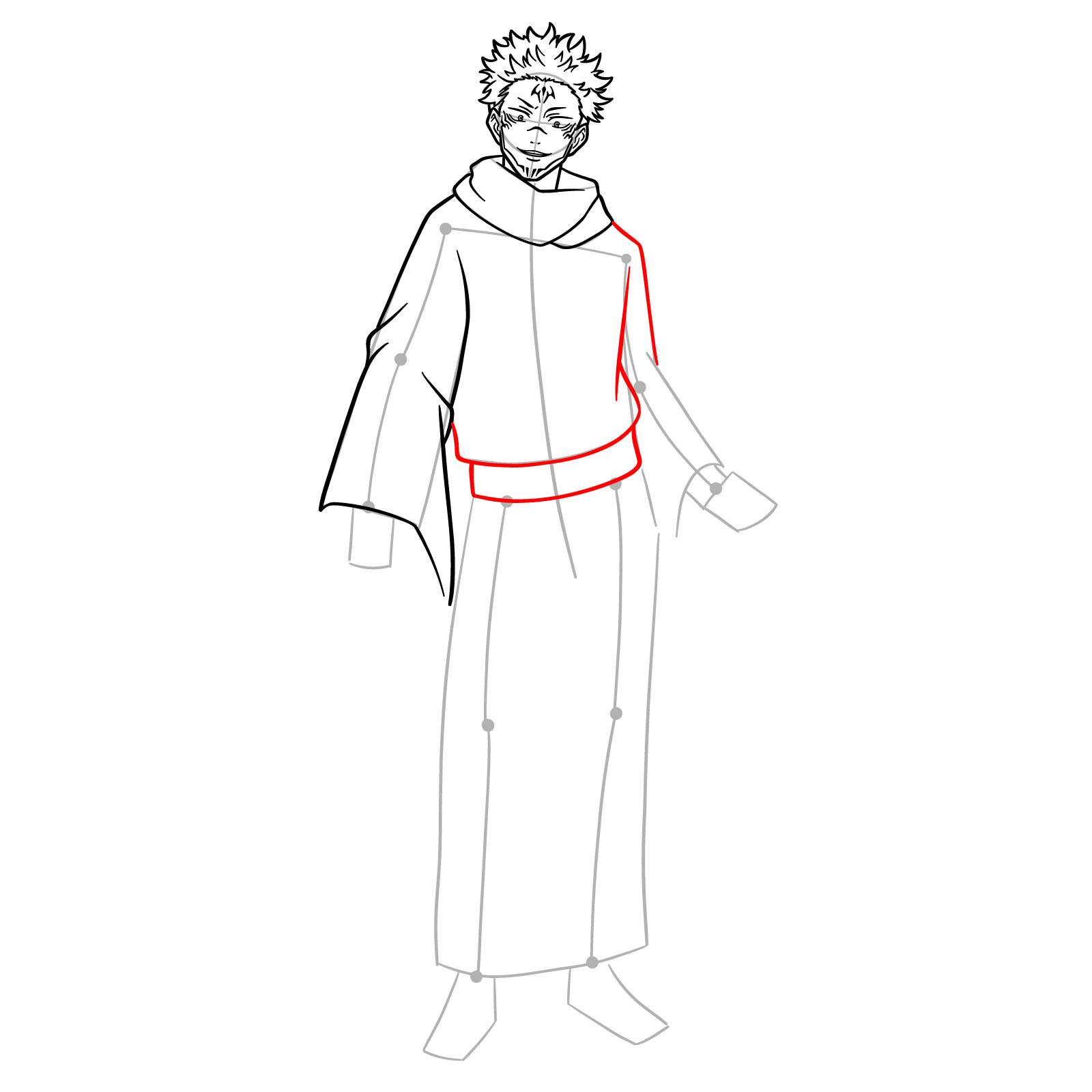 How to Draw Sukuna, the King of Curses in Full Body Pose - step 12