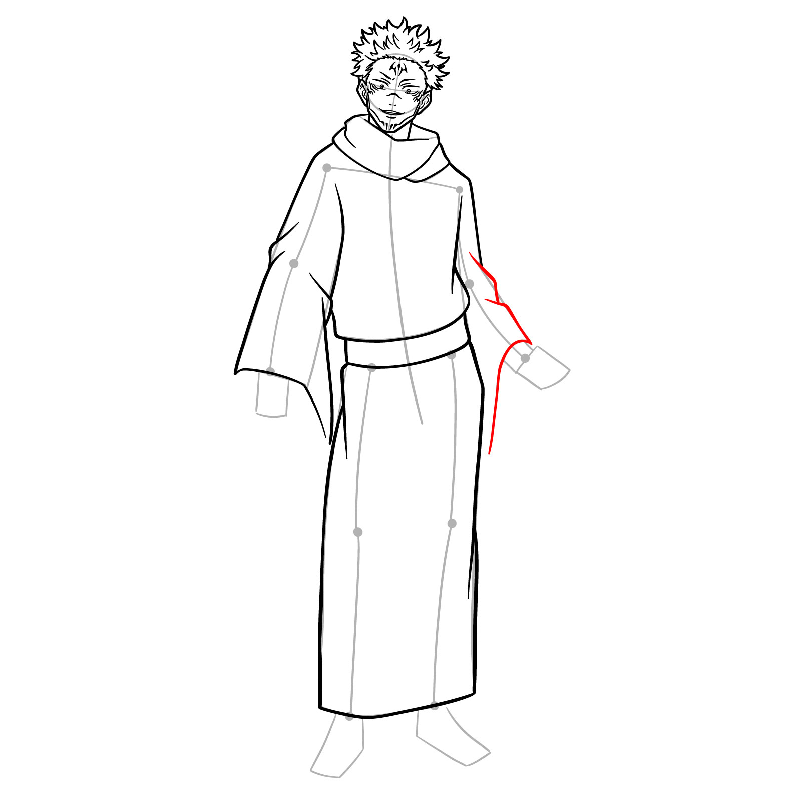 How to Draw Sukuna, the King of Curses in Full Body Pose - step 14