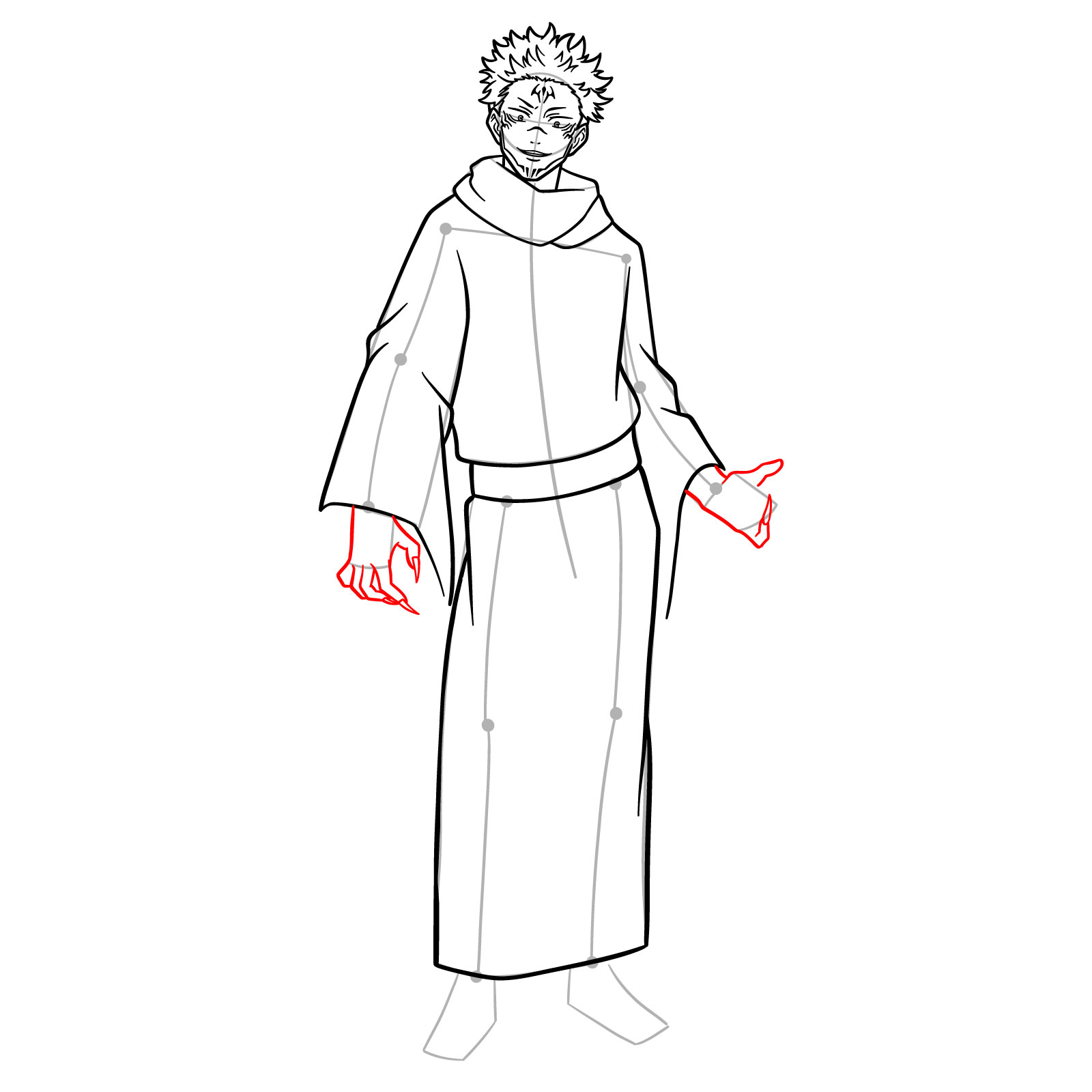 How to Draw Sukuna, the King of Curses in Full Body Pose - step 15