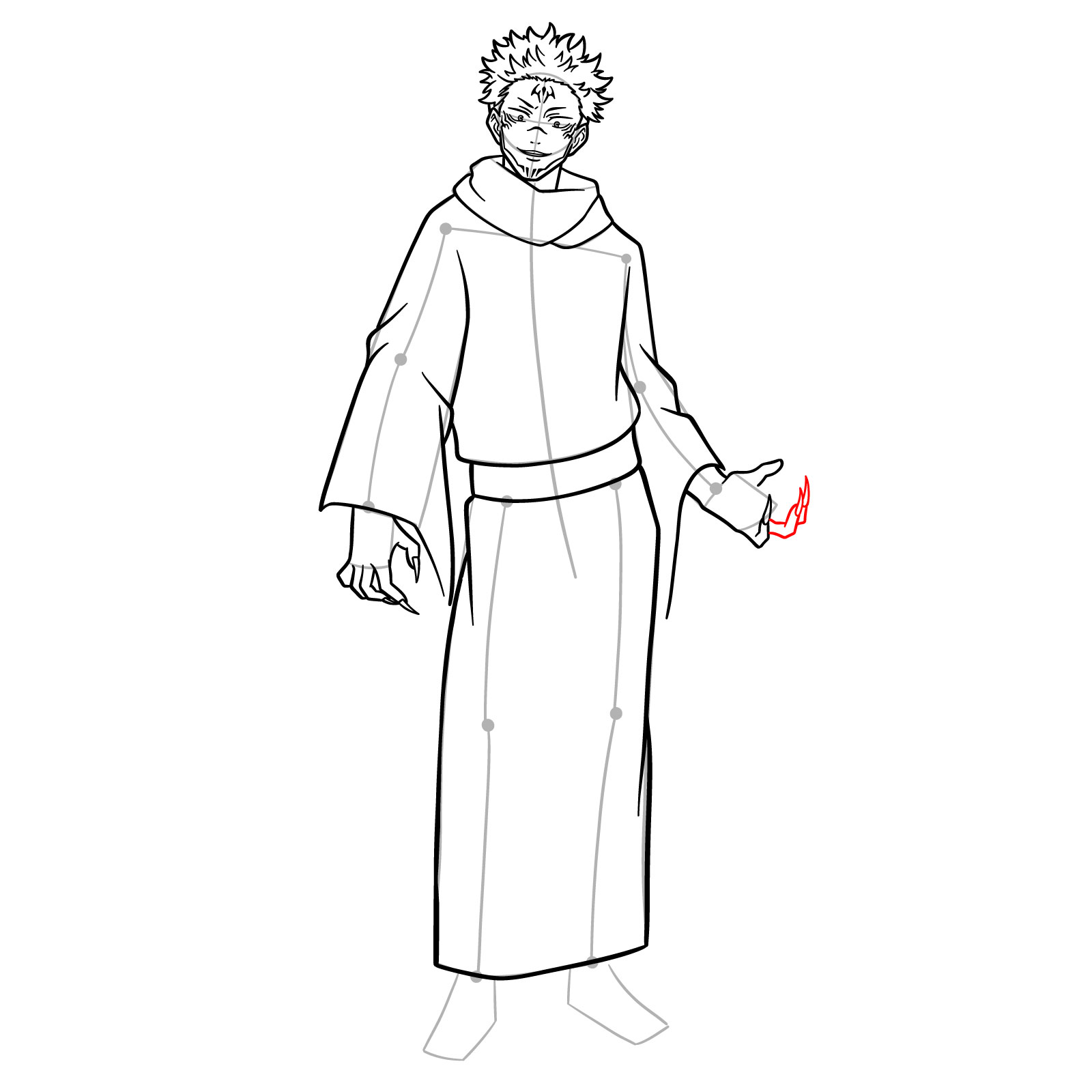 How to Draw Sukuna, the King of Curses in Full Body Pose - step 16