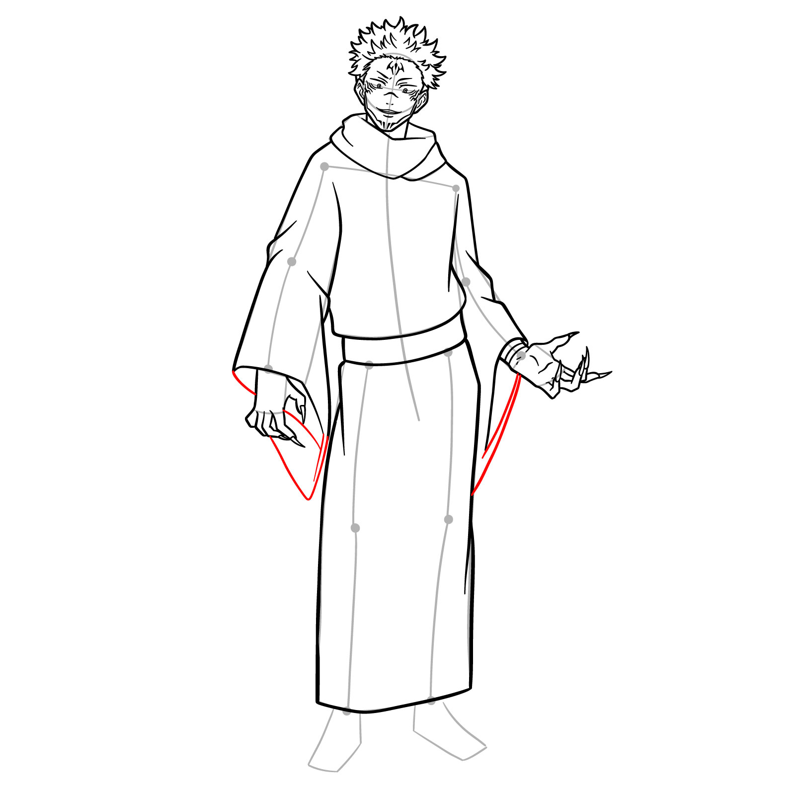 How to Draw Sukuna, the King of Curses in Full Body Pose - step 18