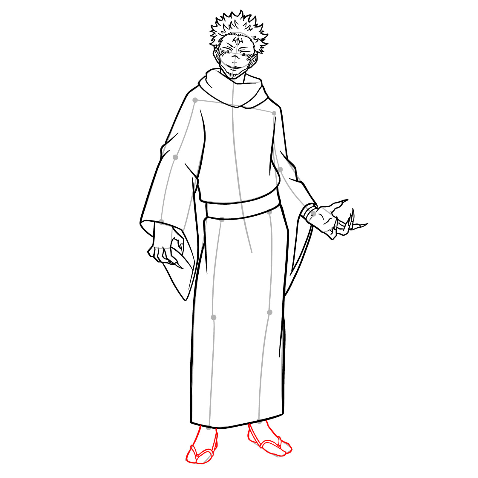 How to Draw Sukuna, the King of Curses in Full Body Pose - step 19