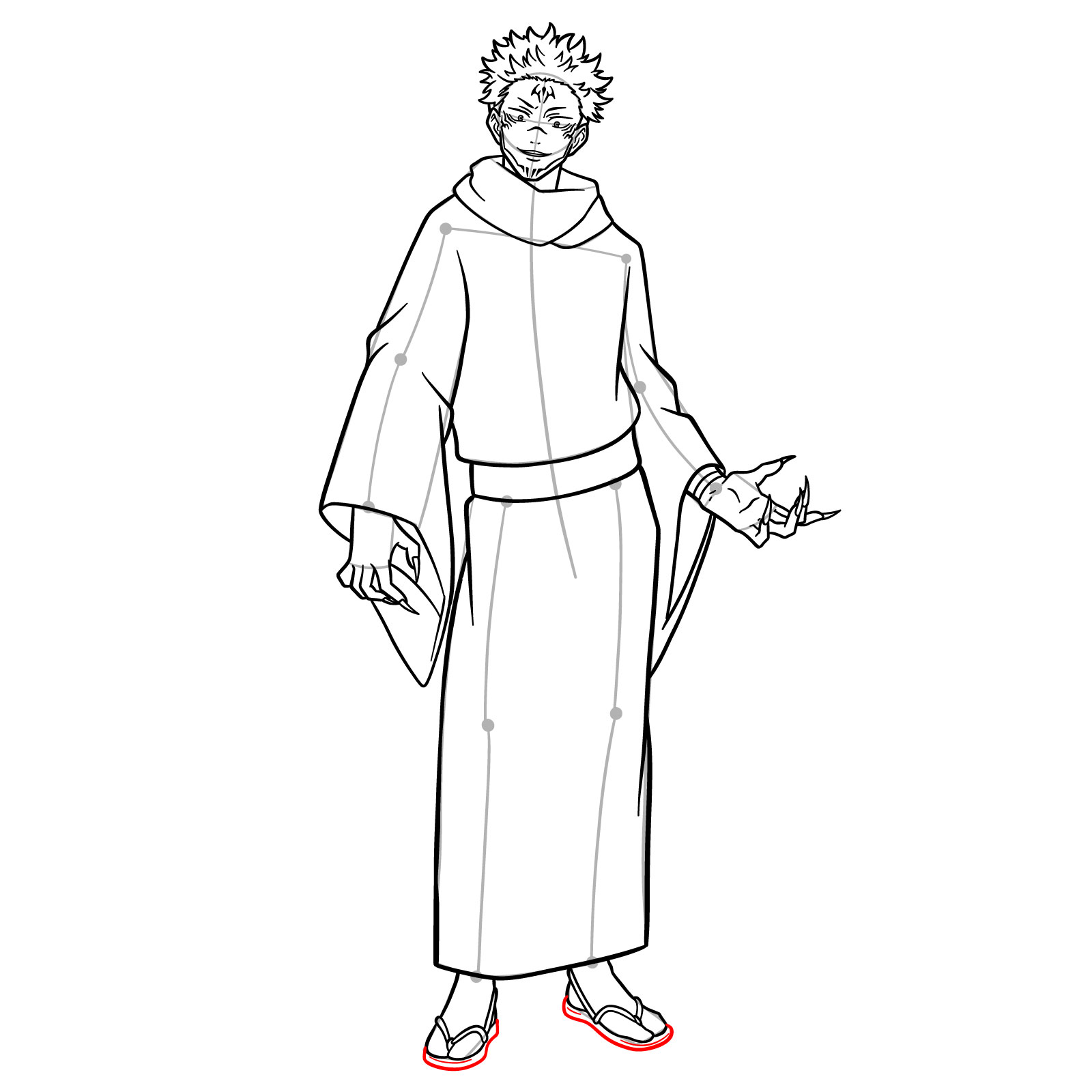 How to Draw Sukuna, the King of Curses in Full Body Pose - step 20