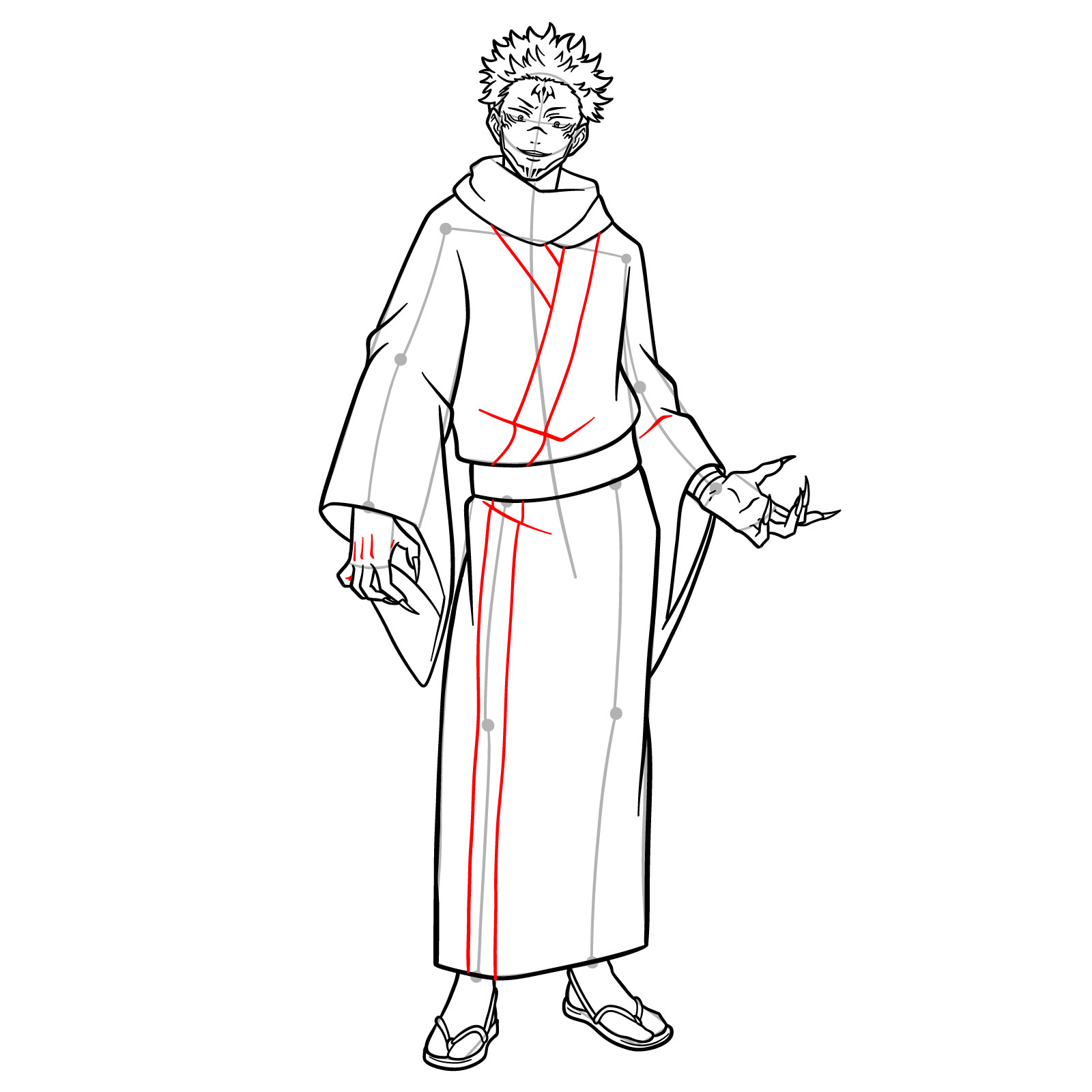 How to Draw Sukuna, the King of Curses in Full Body Pose - step 21