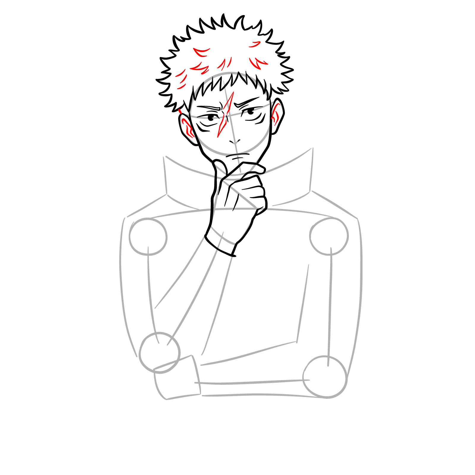 How to Draw Yuji Itadori from JJK Season 3 - step 08