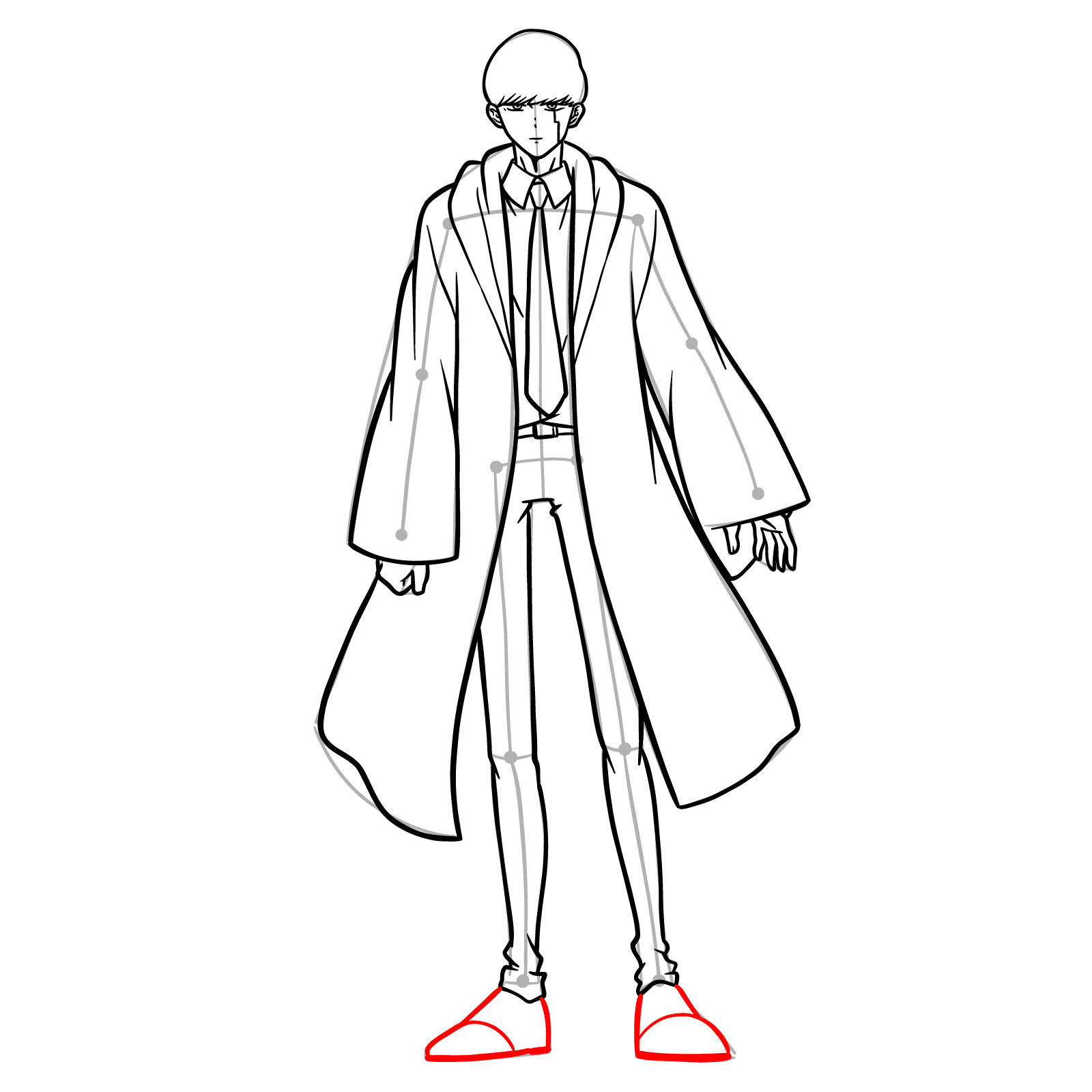 Sketching the shoes of Mash - step 17
