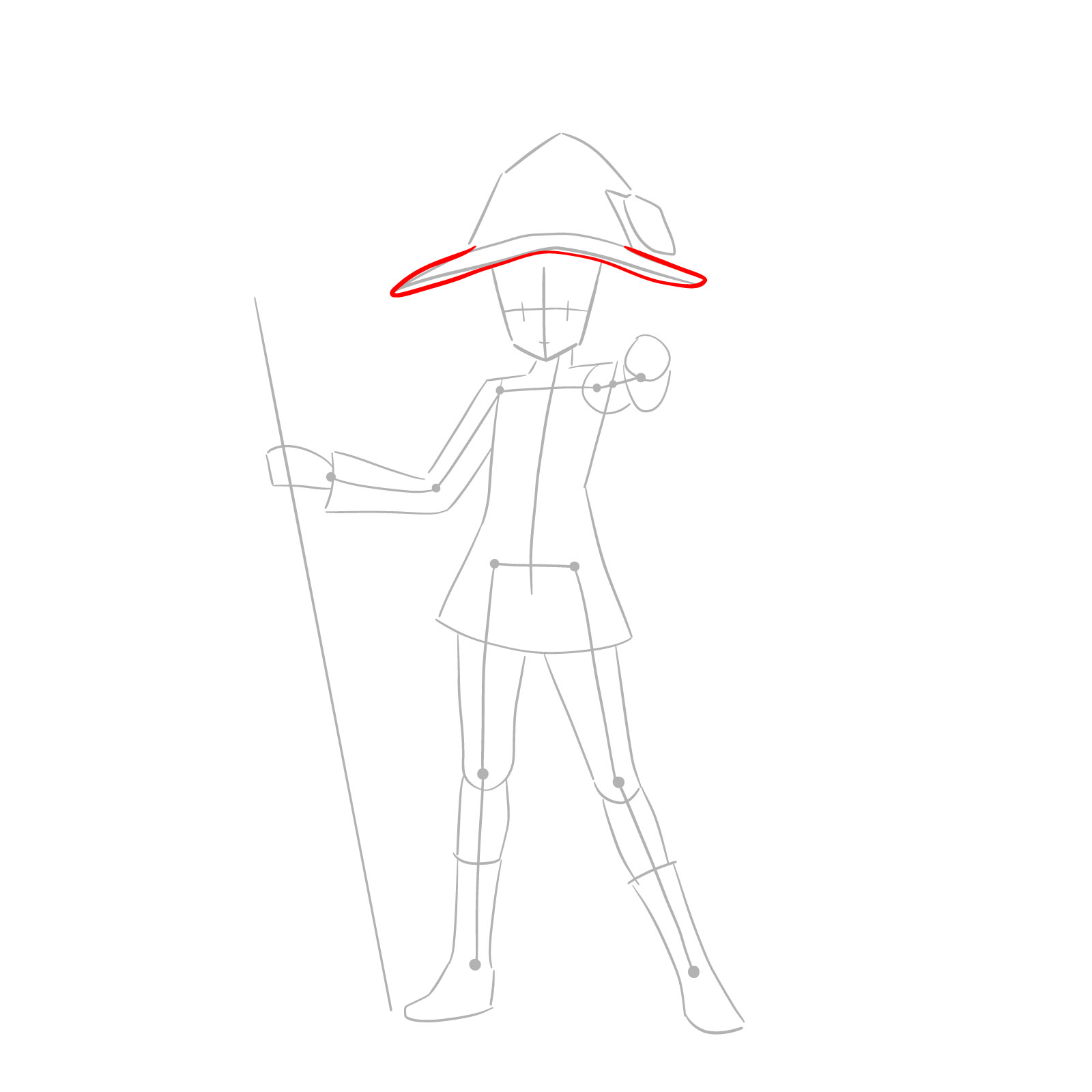How to draw Megumin full body from KonoSuba - step 03