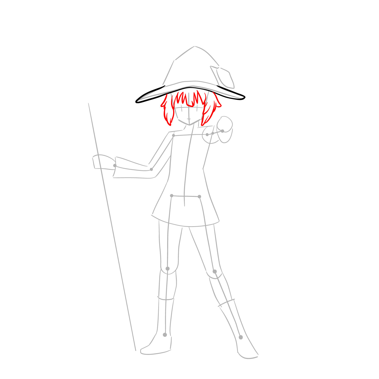 How to draw Megumin full body from KonoSuba - step 04