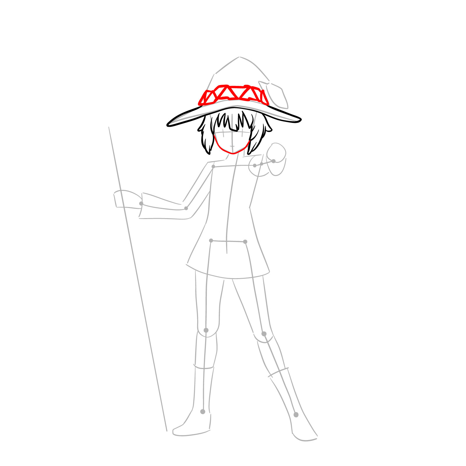How to draw Megumin full body from KonoSuba - step 05