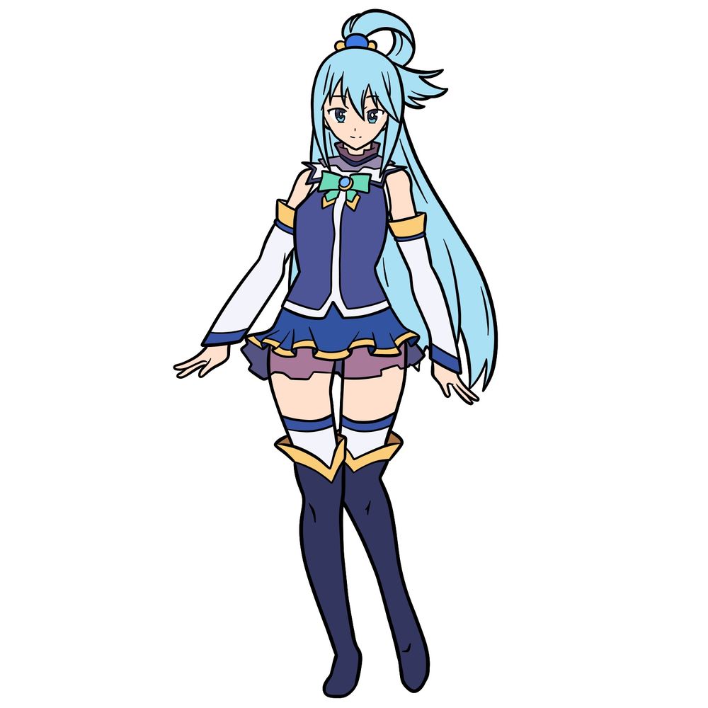 How to Draw Aqua – The Goddess of Water from KonoSuba