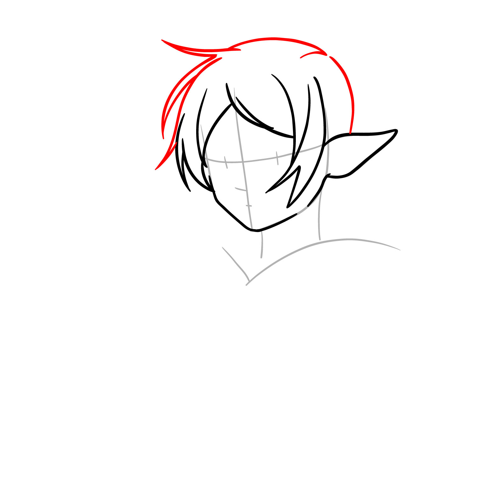 Overall hair outline around Frieren's face - step 06