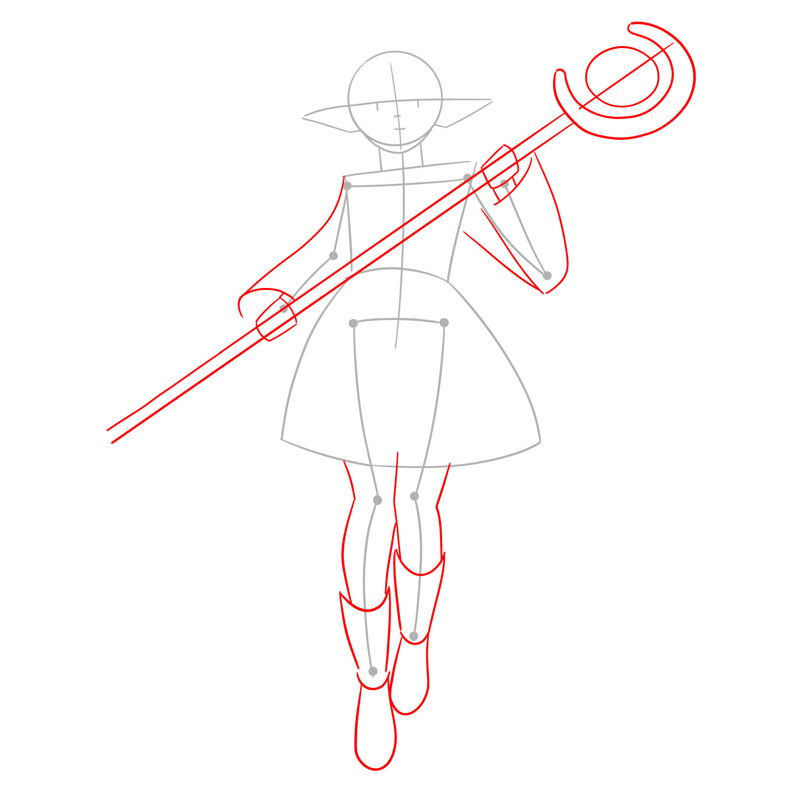 How to Draw Frieren with Her Staff - step 03