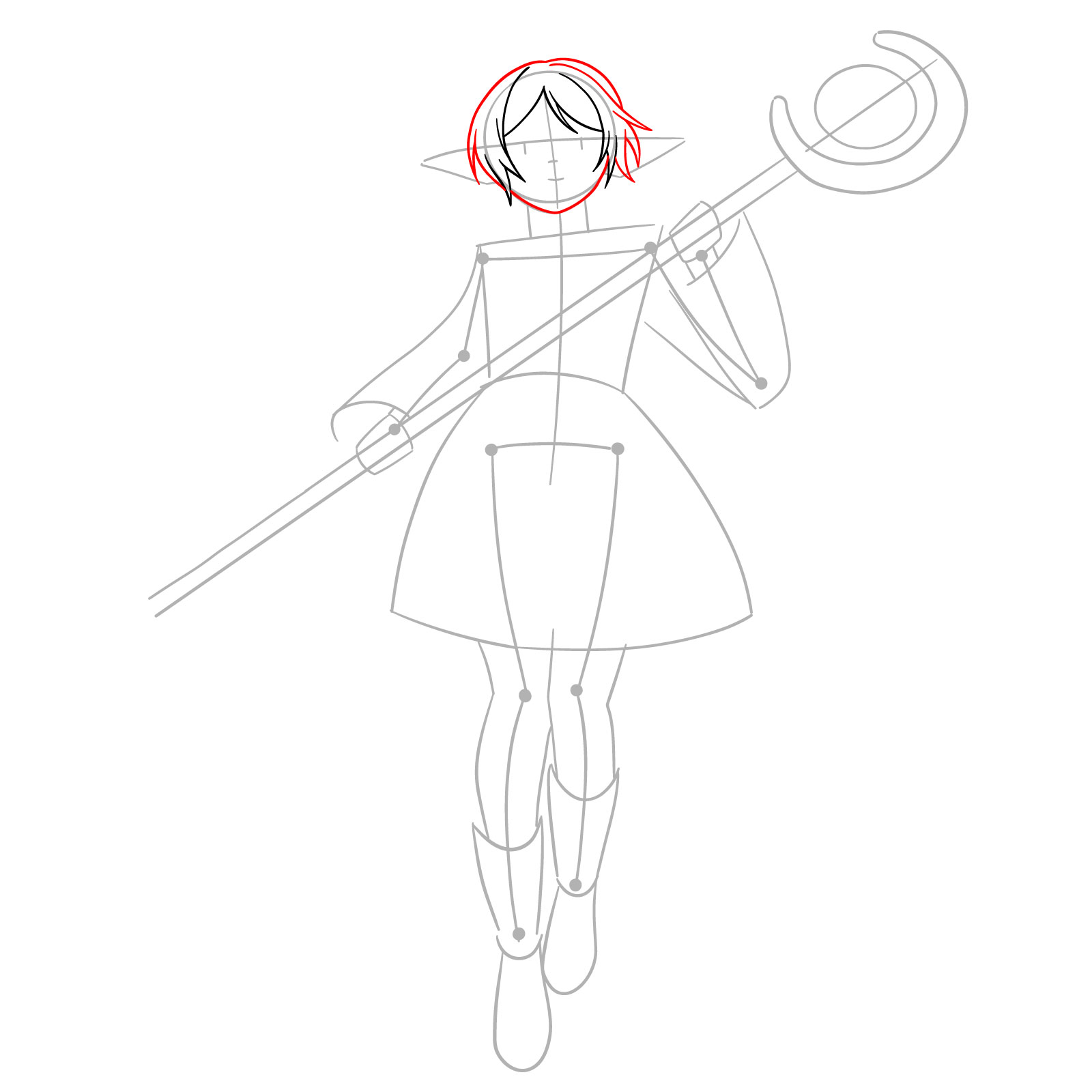 How to Draw Frieren with Her Staff - step 05