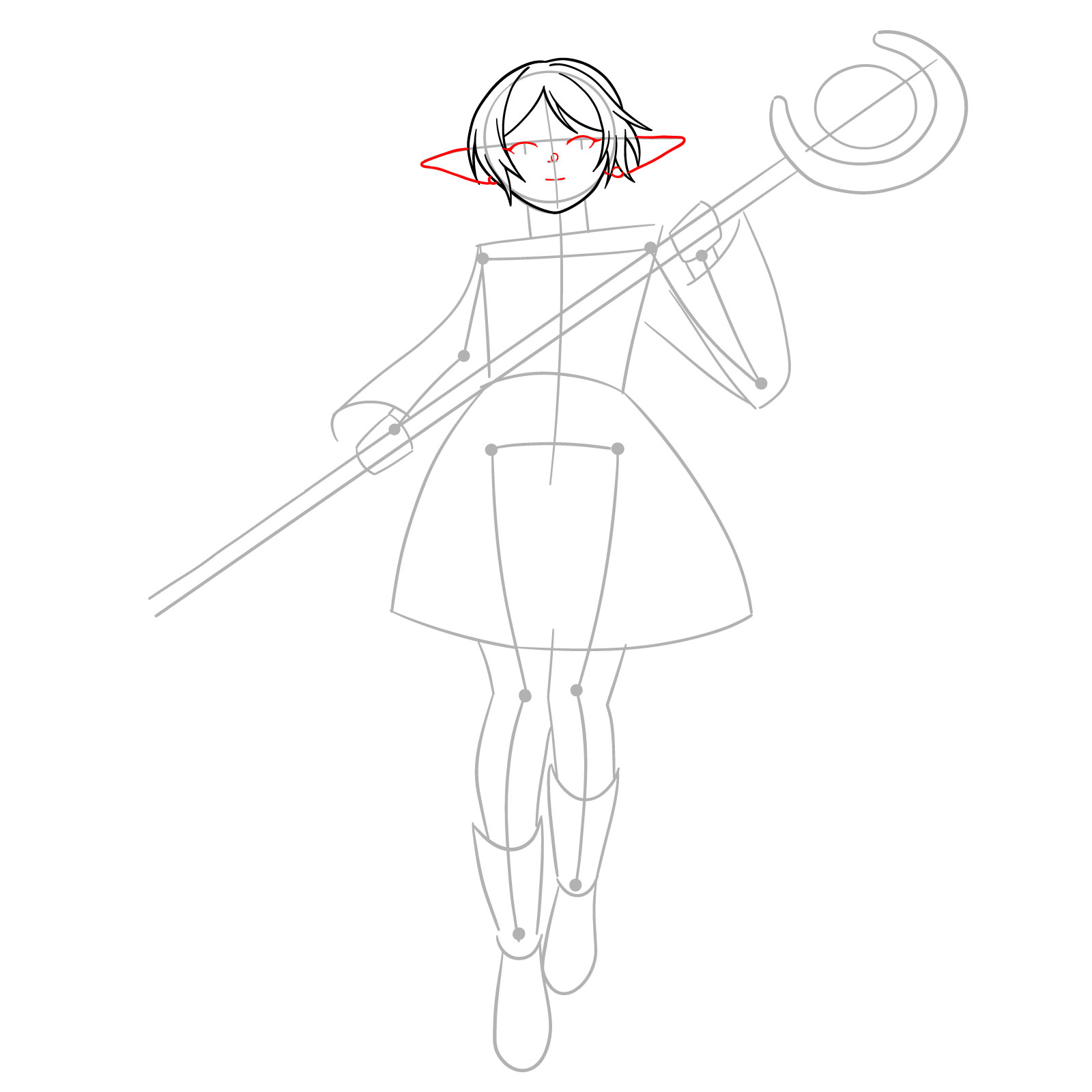 How to Draw Frieren with Her Staff - step 06