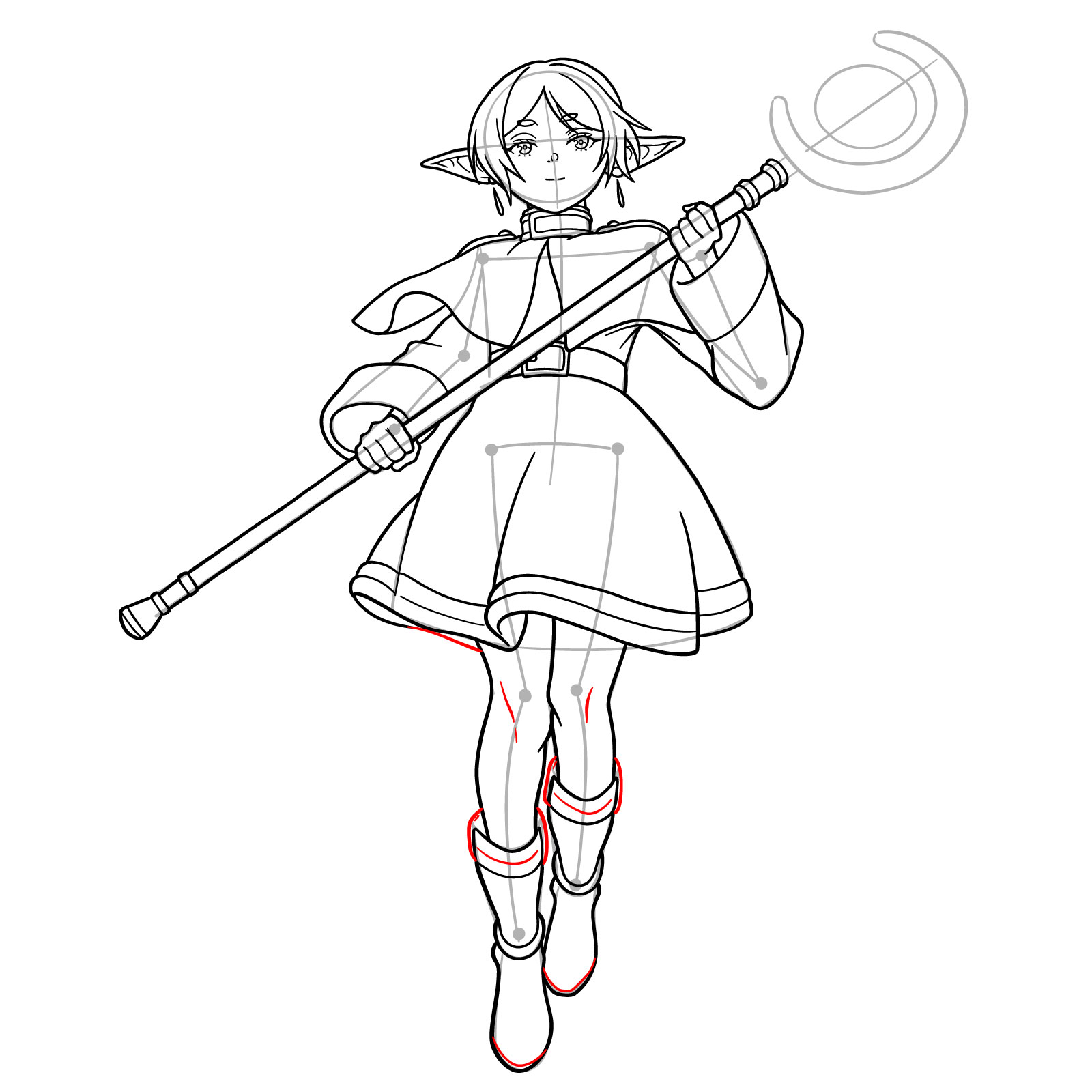 How to Draw Frieren with Her Staff - step 20