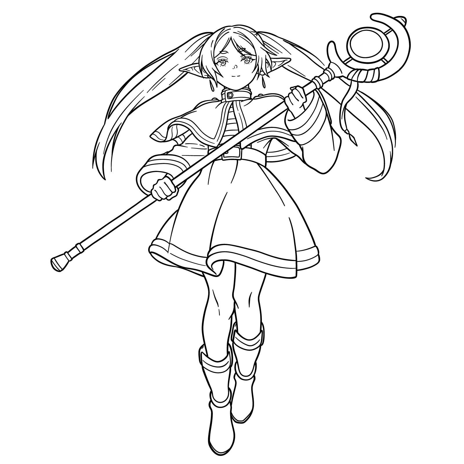 How to Draw Frieren with Her Staff - step 26