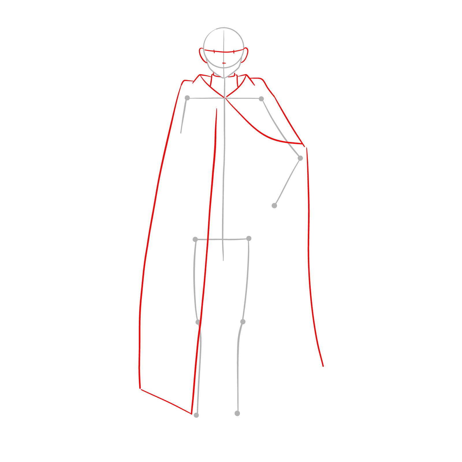 Learn How to Draw Himmel in His Heroic Cloak and Tunic - step 02