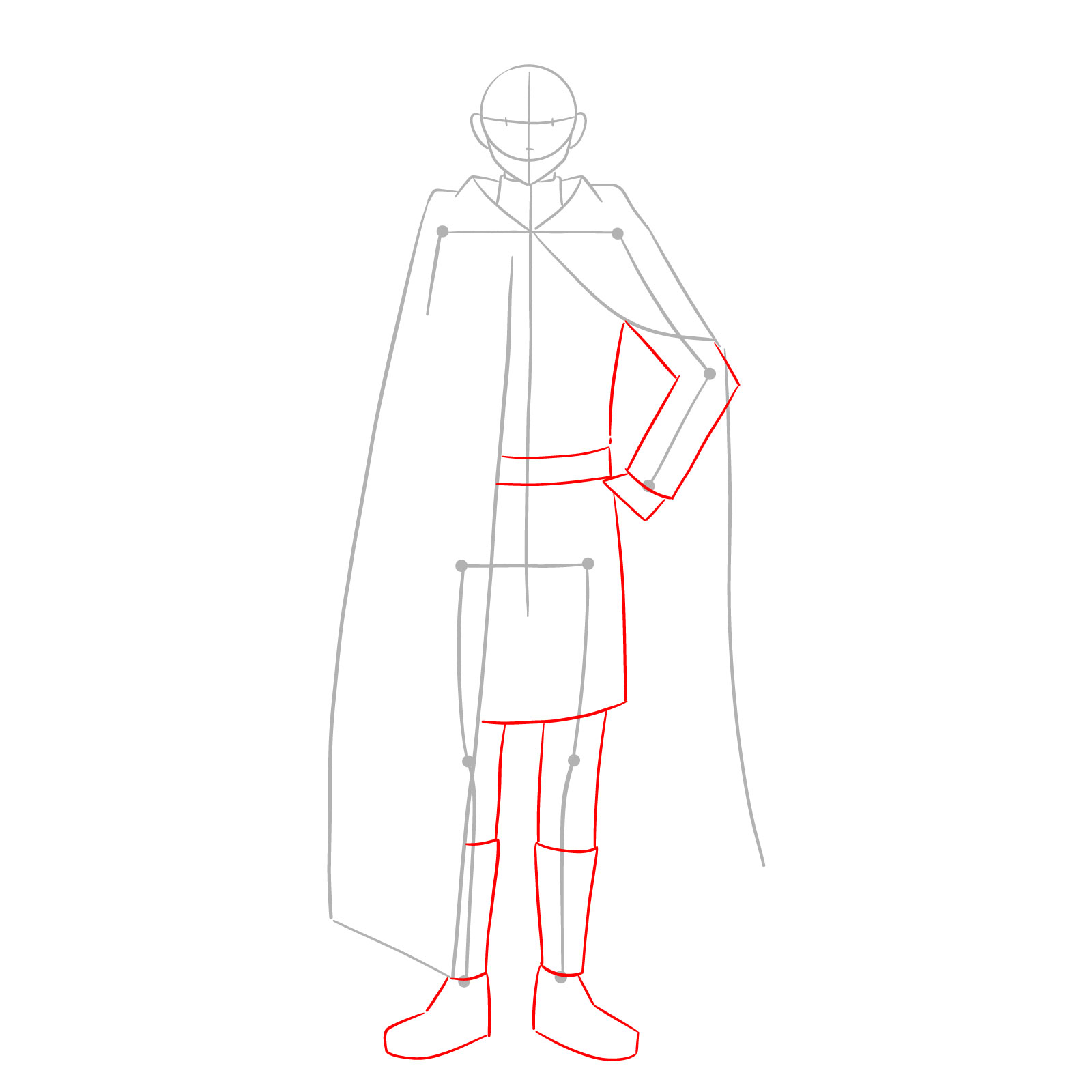 Learn How to Draw Himmel in His Heroic Cloak and Tunic - step 03