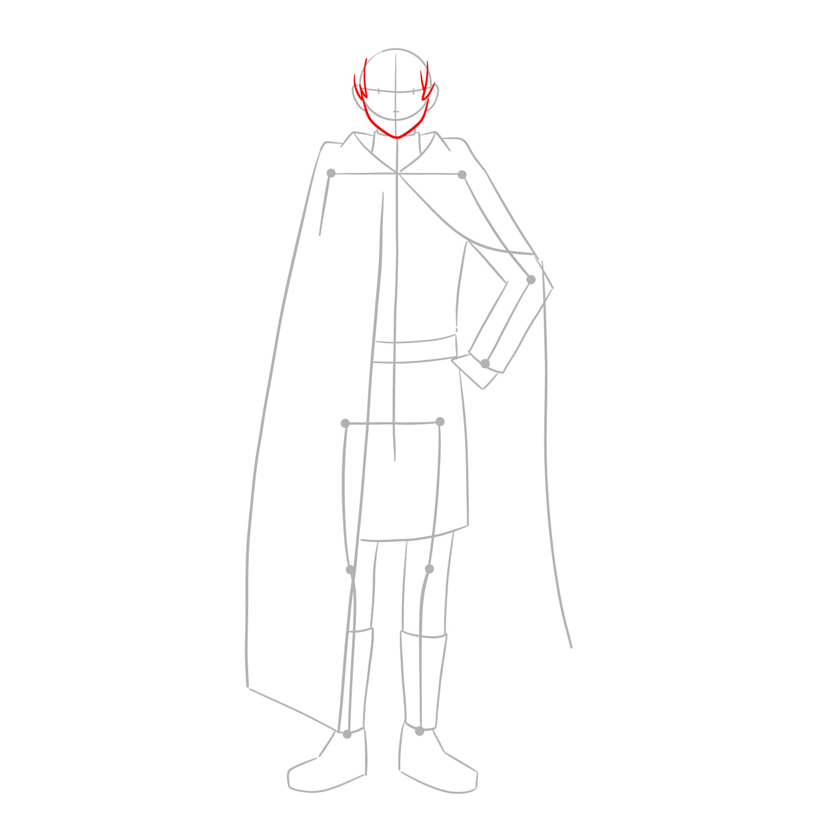 Learn How to Draw Himmel in His Heroic Cloak and Tunic - step 04