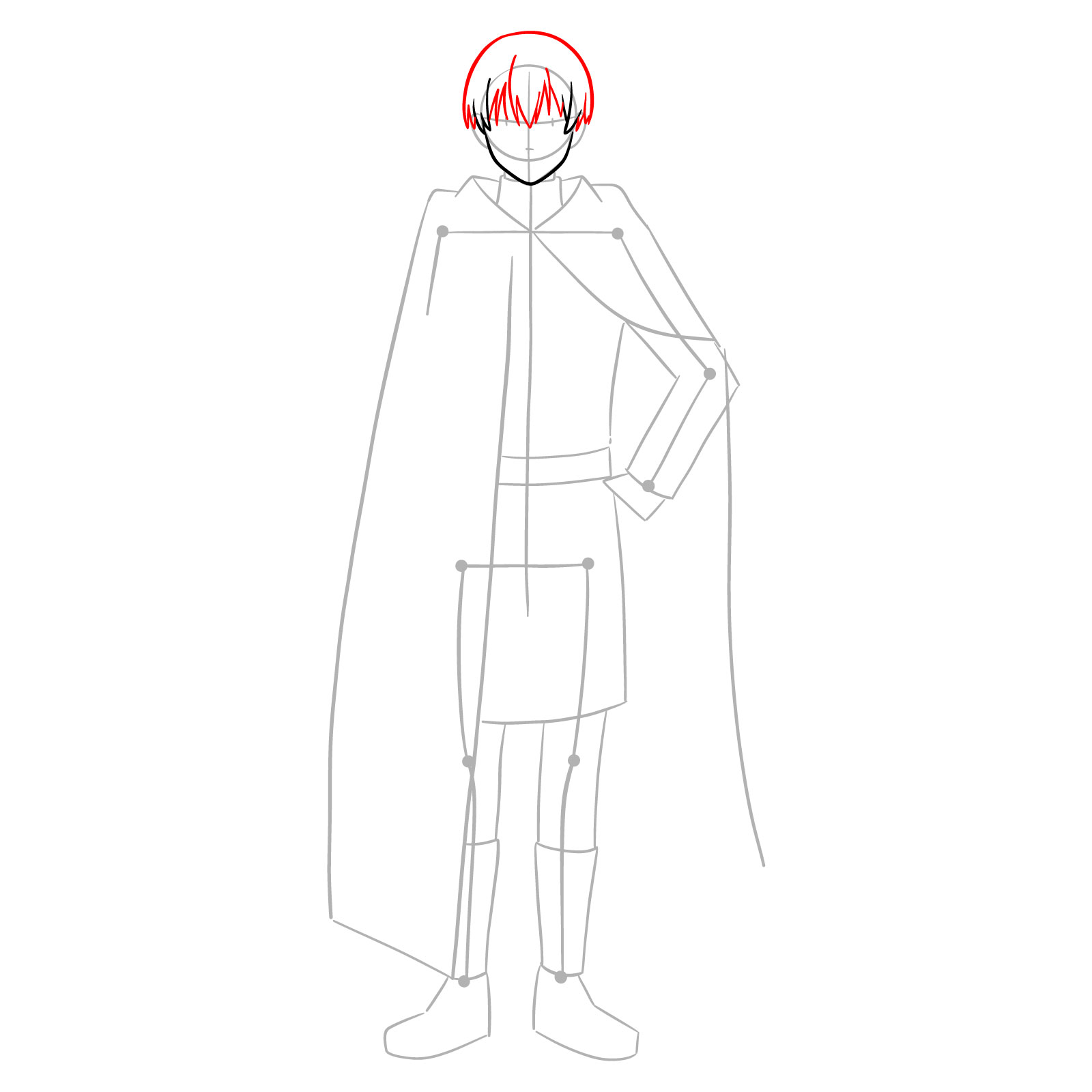 Learn How to Draw Himmel in His Heroic Cloak and Tunic - step 05