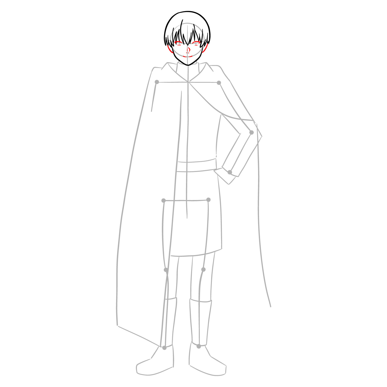 Learn How to Draw Himmel in His Heroic Cloak and Tunic - step 06