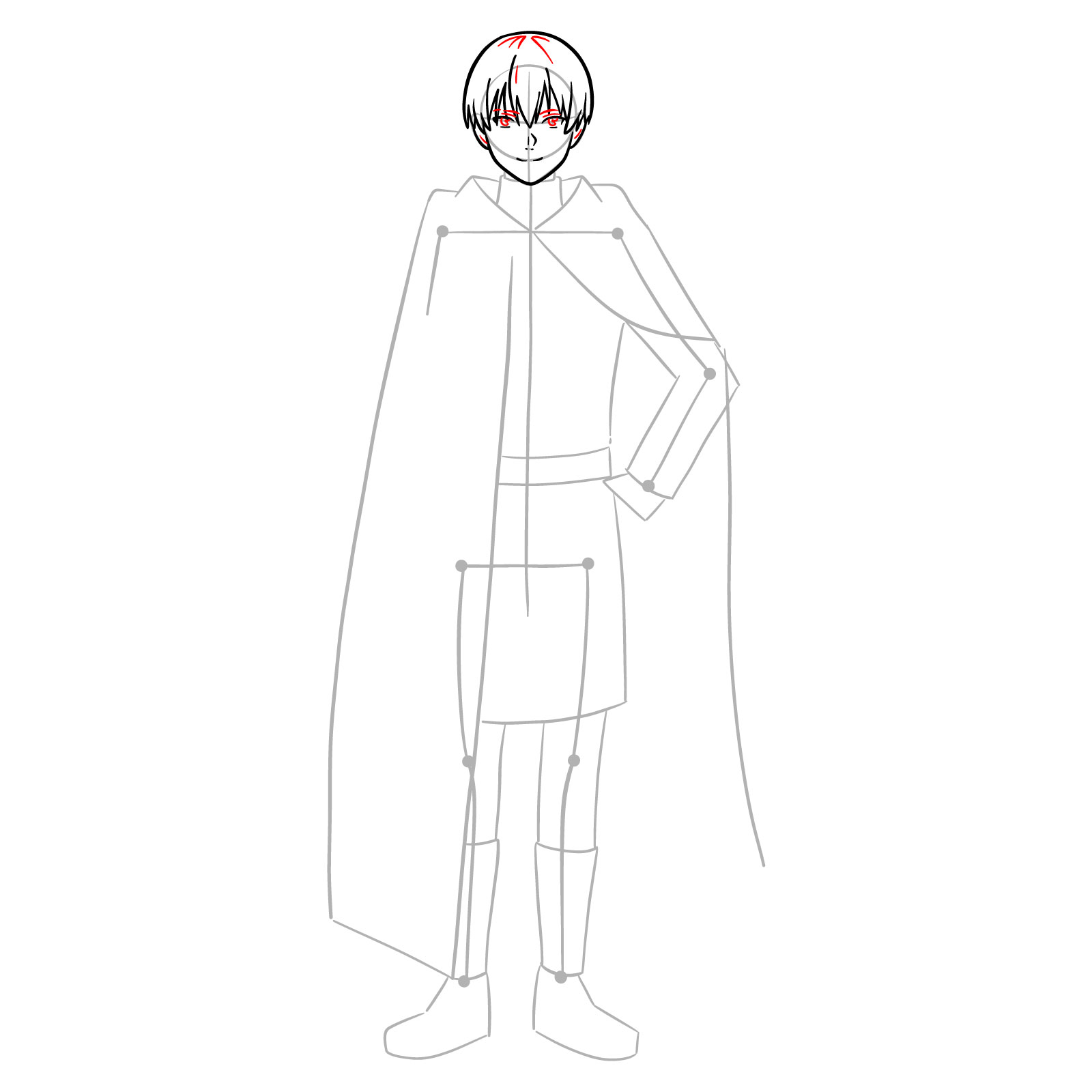 Learn How to Draw Himmel in His Heroic Cloak and Tunic - step 07