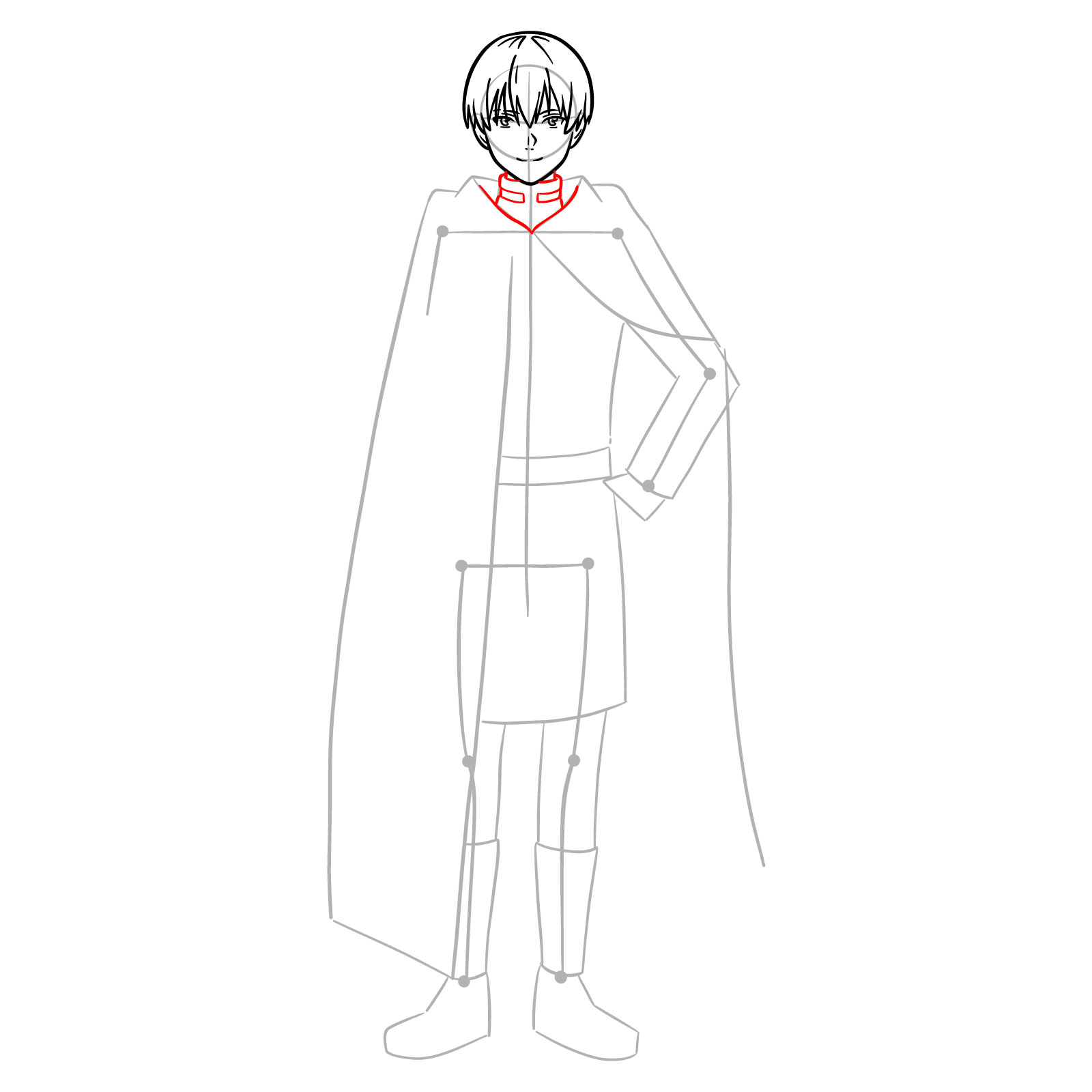 Learn How to Draw Himmel in His Heroic Cloak and Tunic - step 08