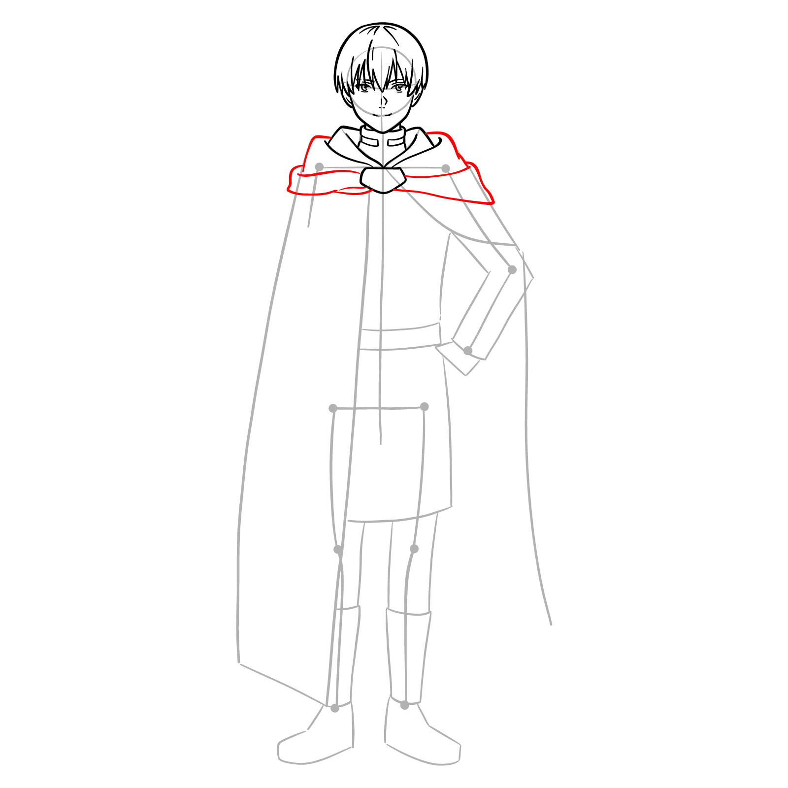 Learn How to Draw Himmel in His Heroic Cloak and Tunic - step 10