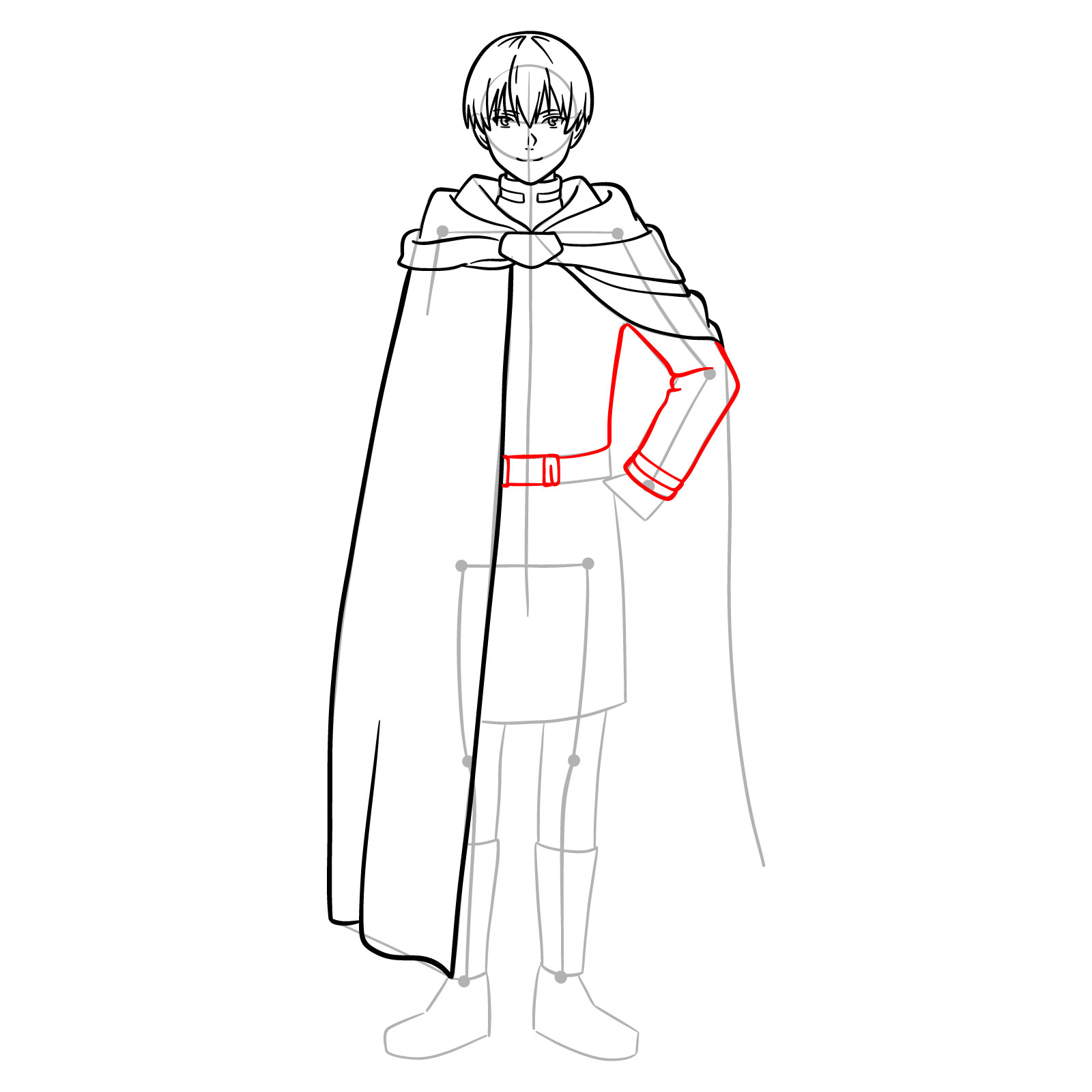 Learn How to Draw Himmel in His Heroic Cloak and Tunic - step 12