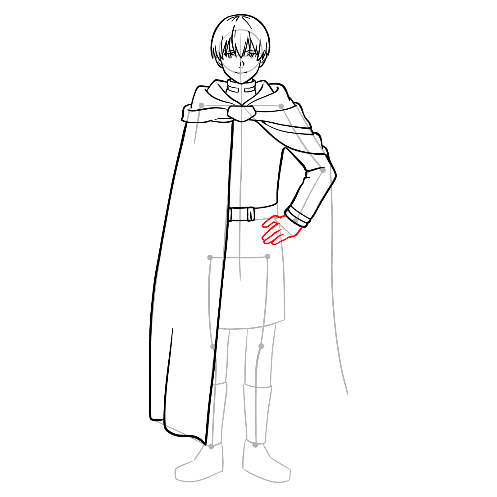 Learn How to Draw Himmel in His Heroic Cloak and Tunic - step 13