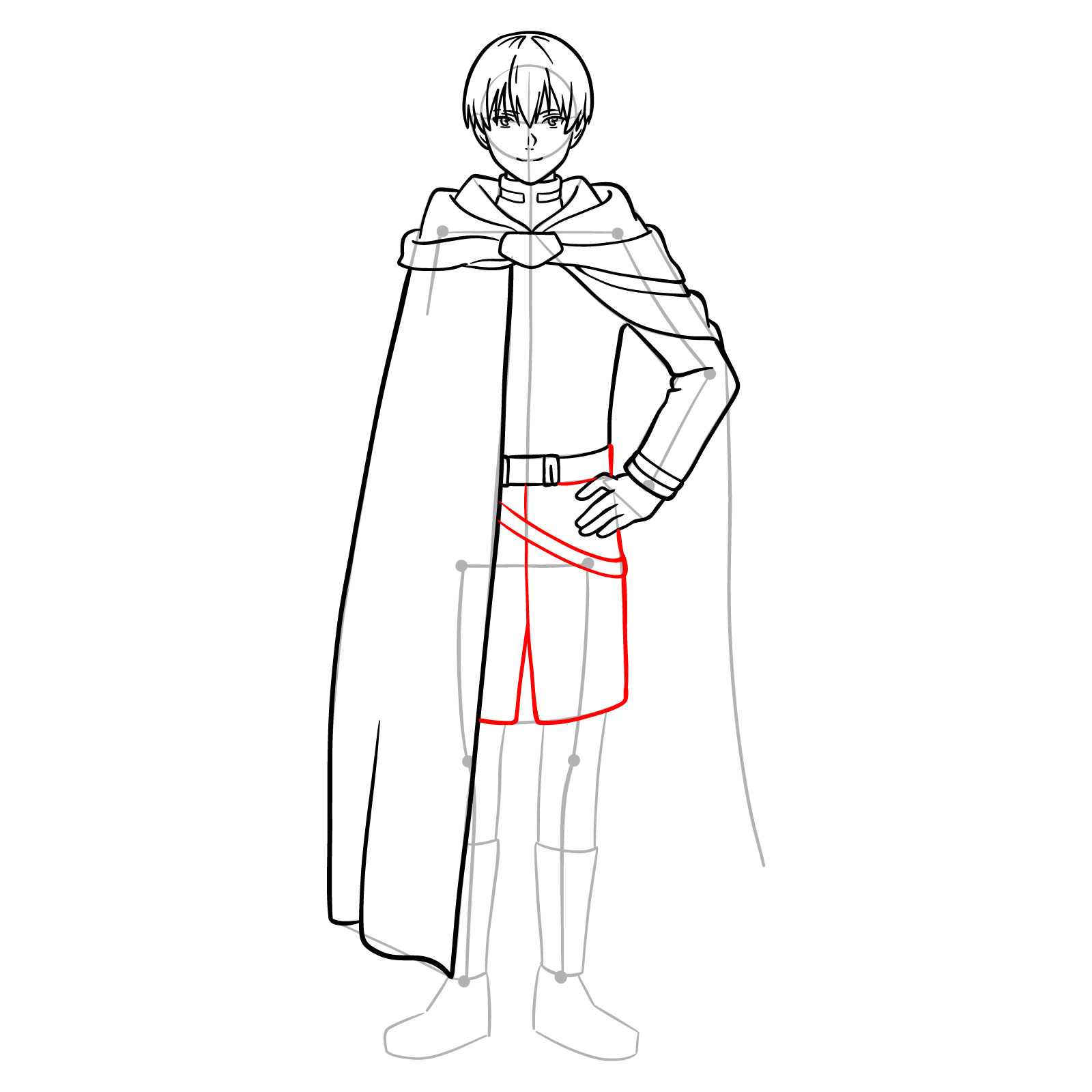 Learn How to Draw Himmel in His Heroic Cloak and Tunic - step 14