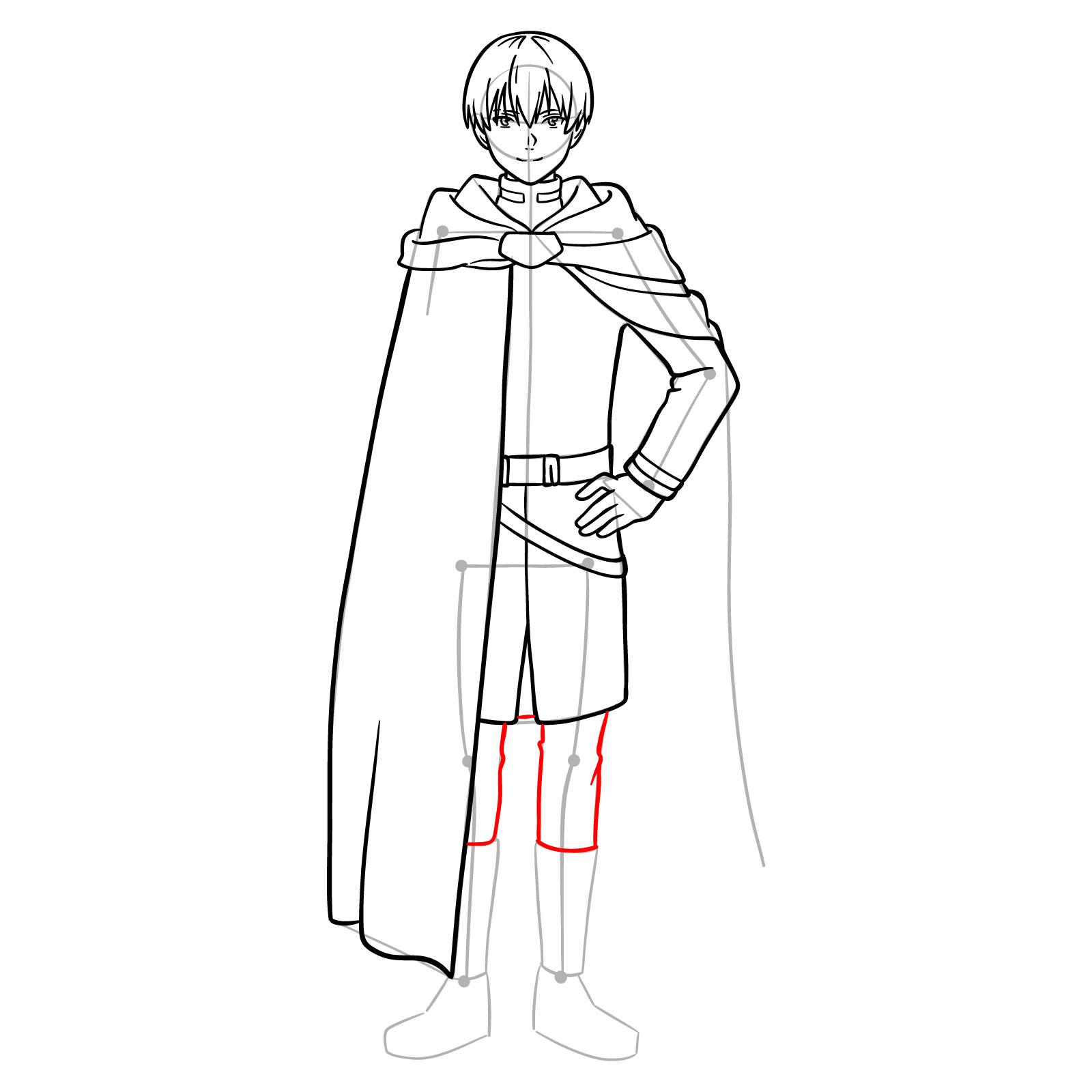 Learn How to Draw Himmel in His Heroic Cloak and Tunic - step 15