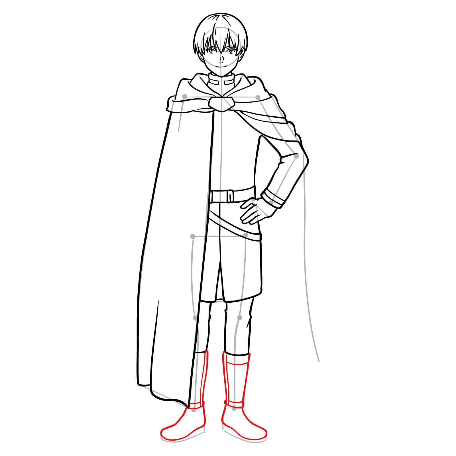 Learn How to Draw Himmel in His Heroic Cloak and Tunic - step 16