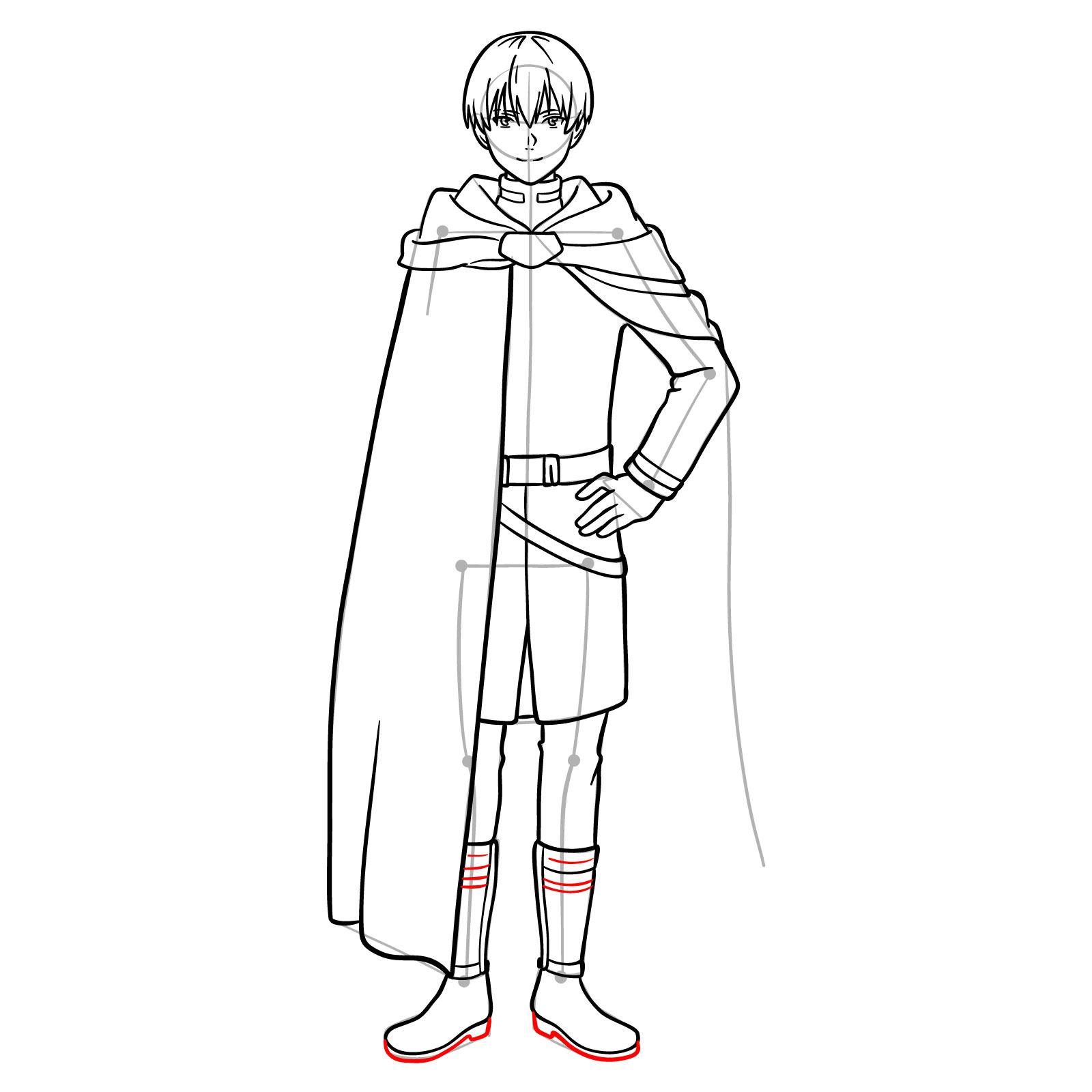 Learn How to Draw Himmel in His Heroic Cloak and Tunic - step 17