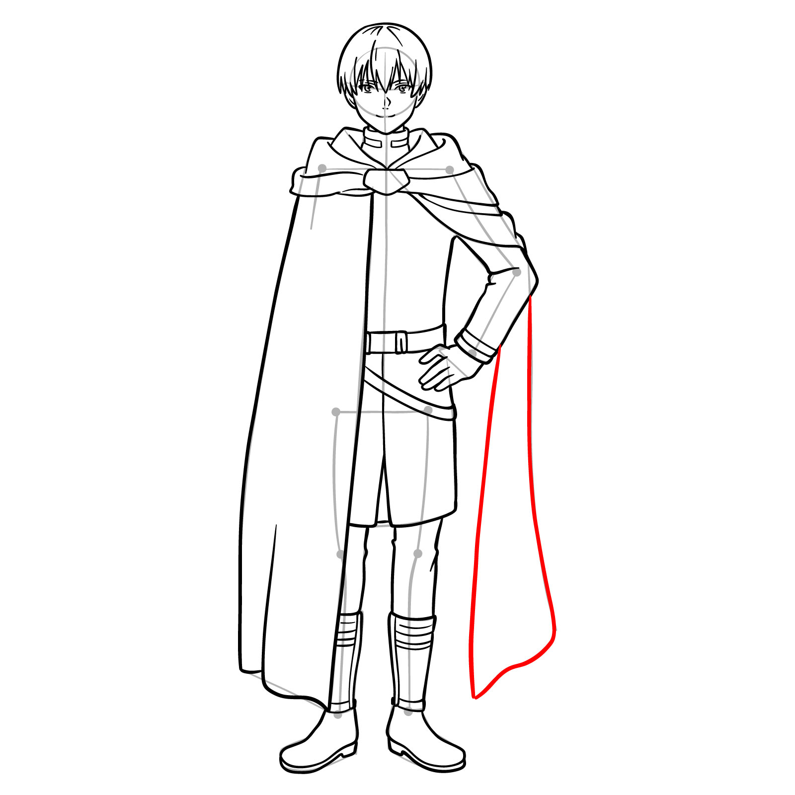 Learn How to Draw Himmel in His Heroic Cloak and Tunic - step 18