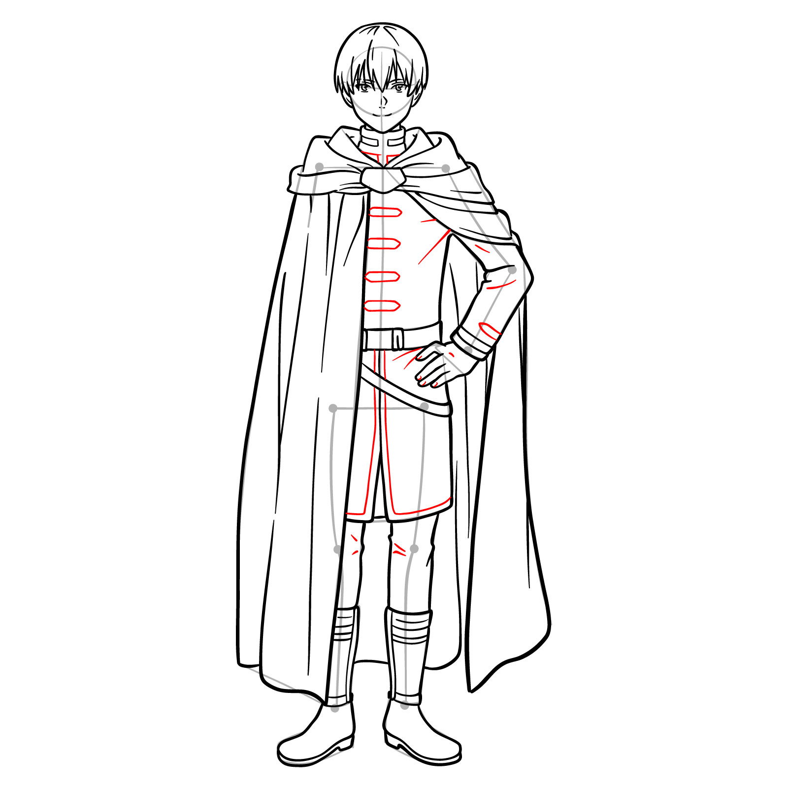 Learn How to Draw Himmel in His Heroic Cloak and Tunic - step 20