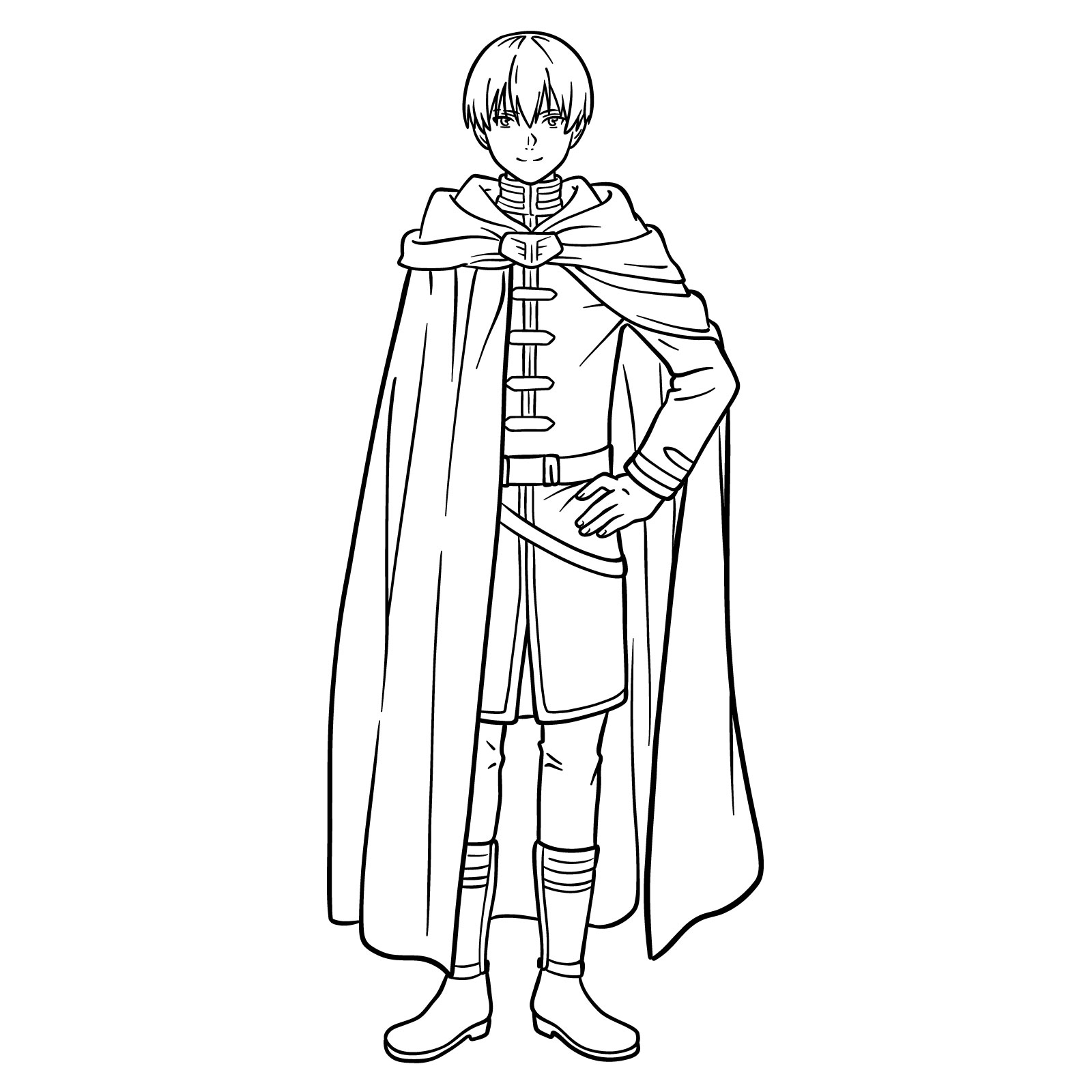 Learn How to Draw Himmel in His Heroic Cloak and Tunic - step 22