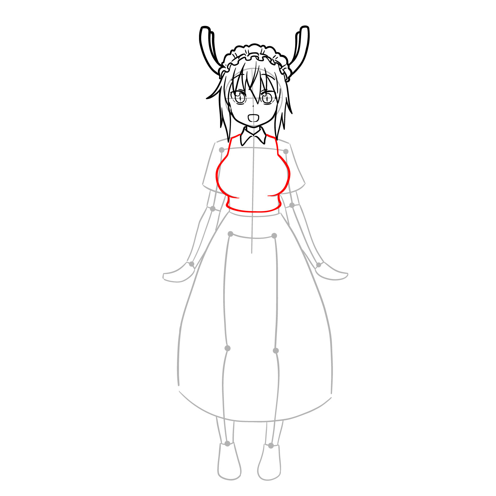 How to draw Tohru from Kobayashi-san Chi no Maid Dragon - step 10