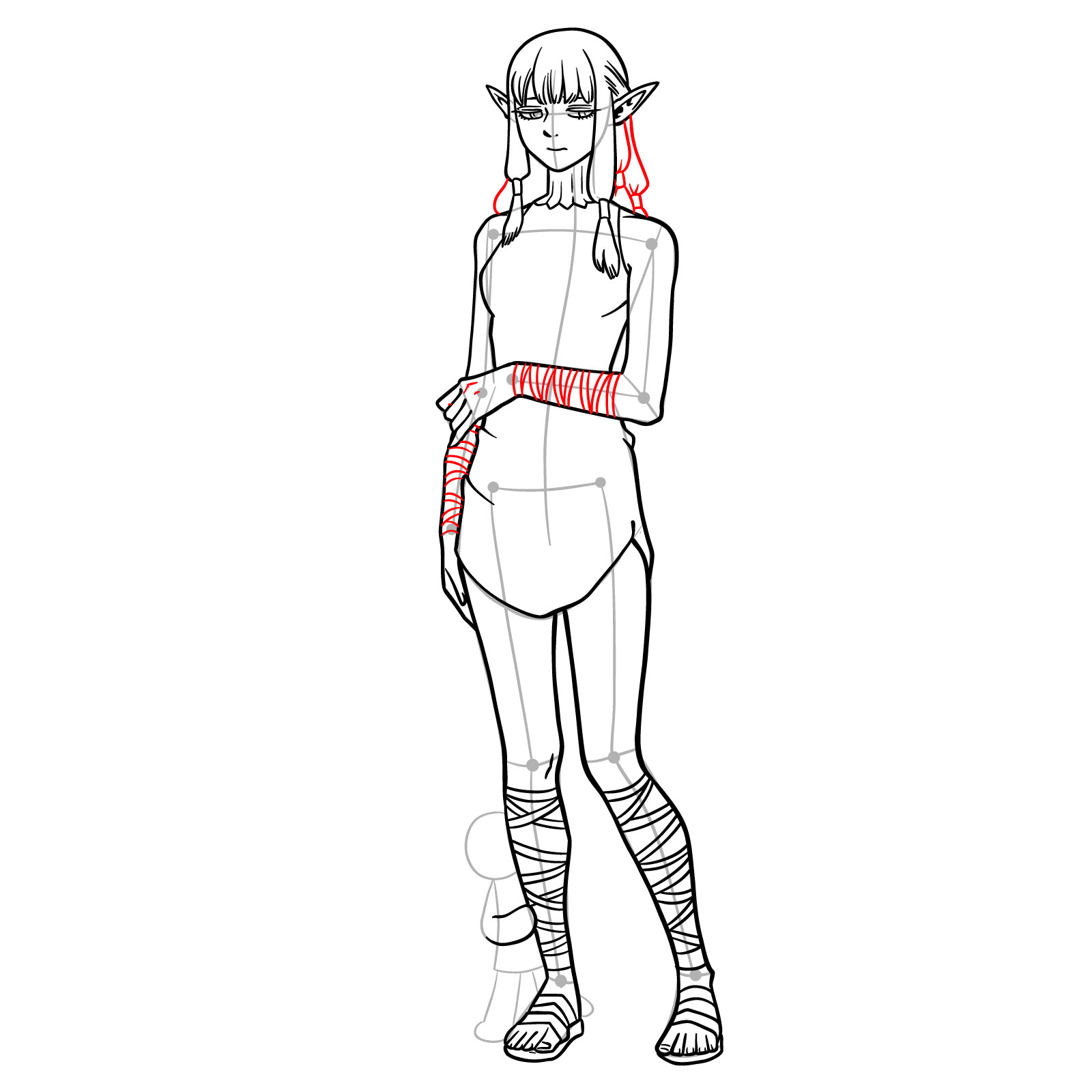 How to draw Milsiril from Delicious in Dungeon - step 17