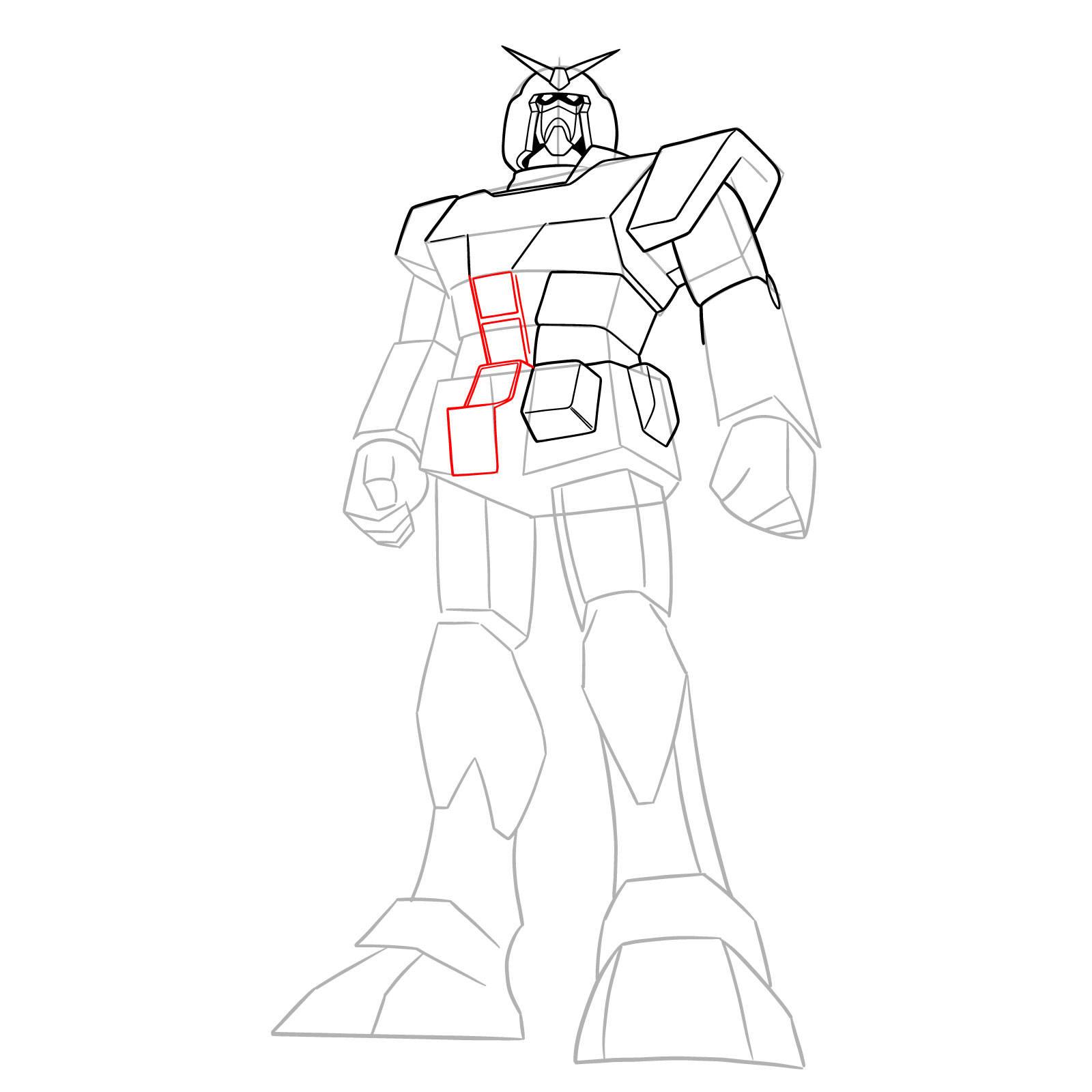 How to Draw RX-78-1 Prototype Gundam - step 14