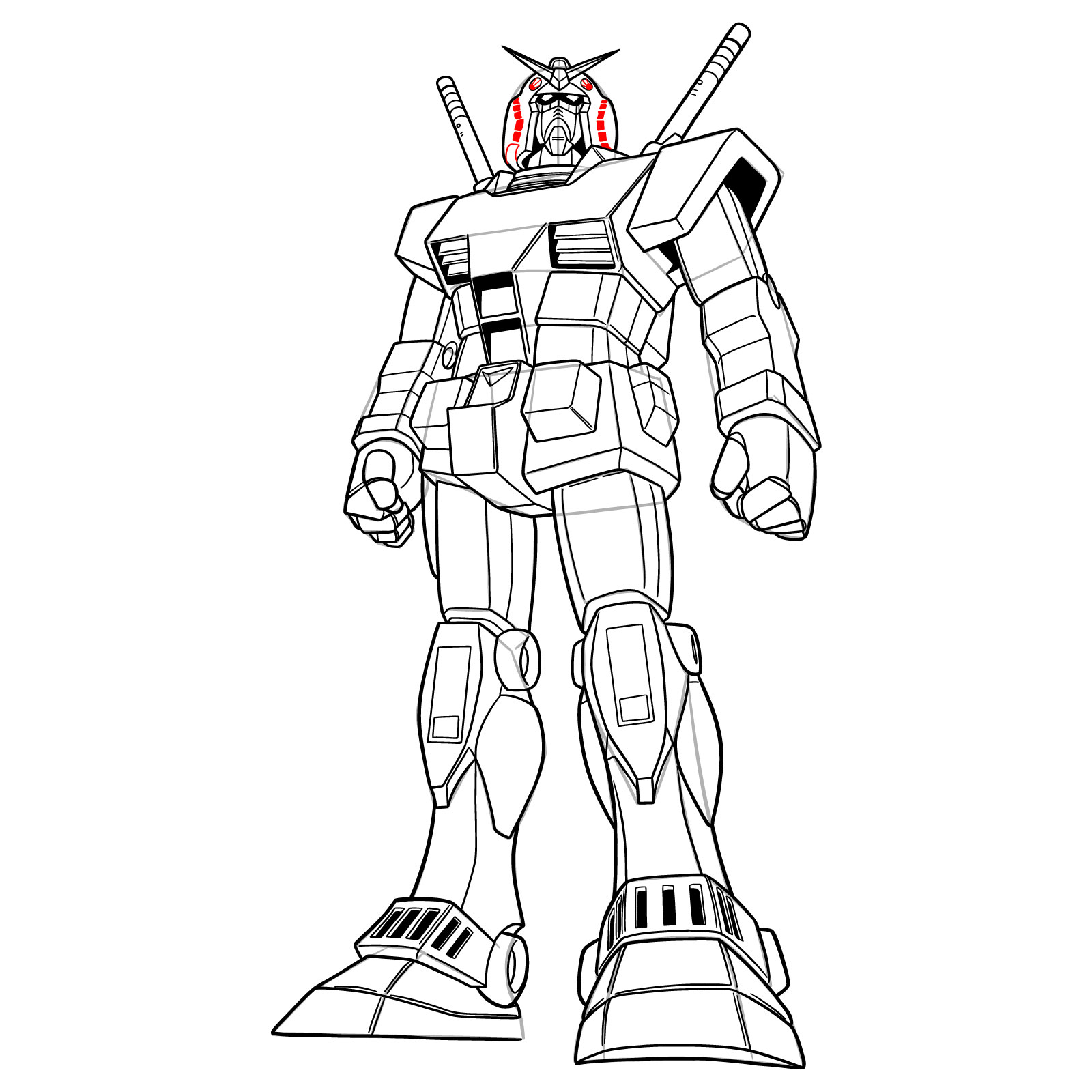 How to Draw RX-78-1 Prototype Gundam - step 37