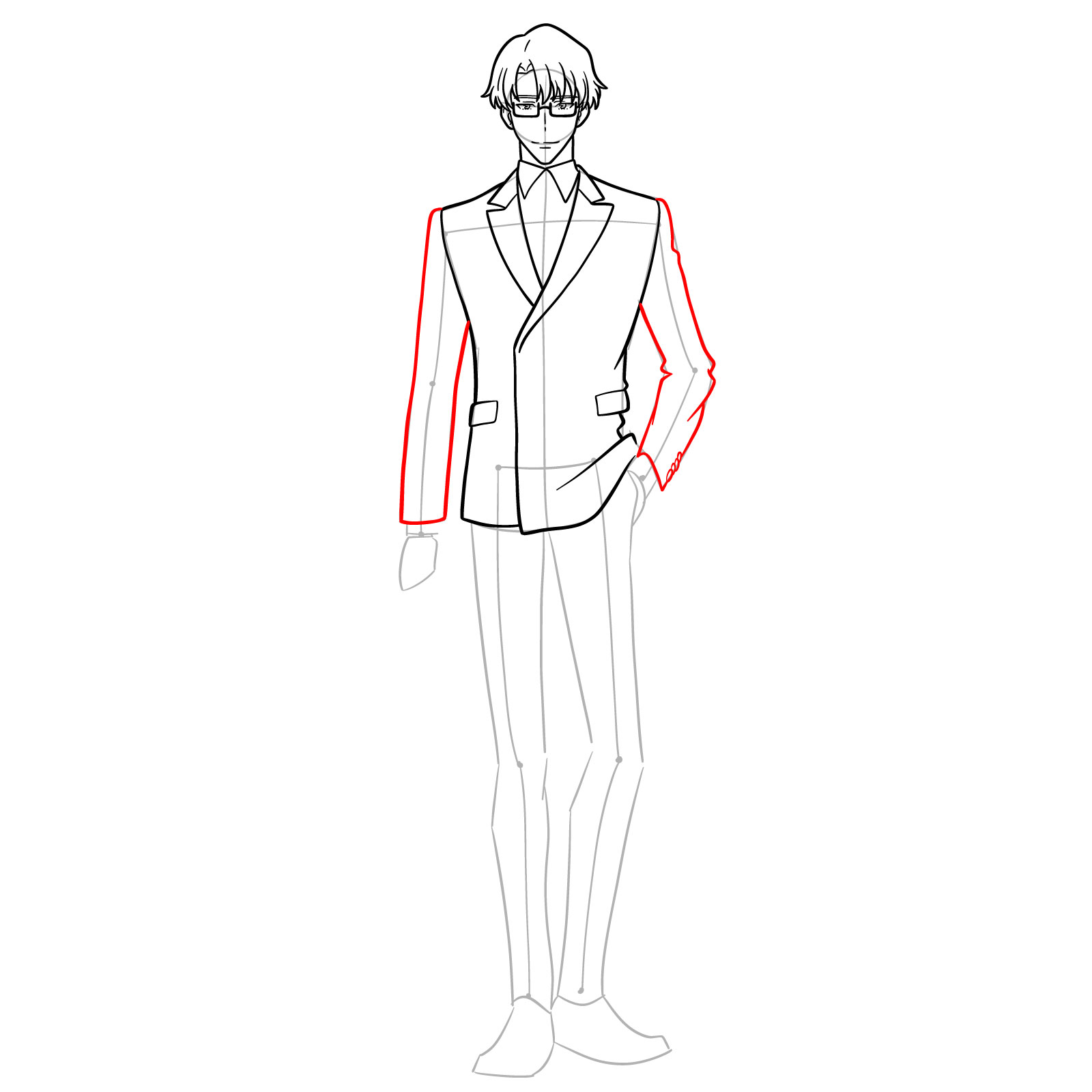 How to draw Choi Jong-In in his suit - step 09