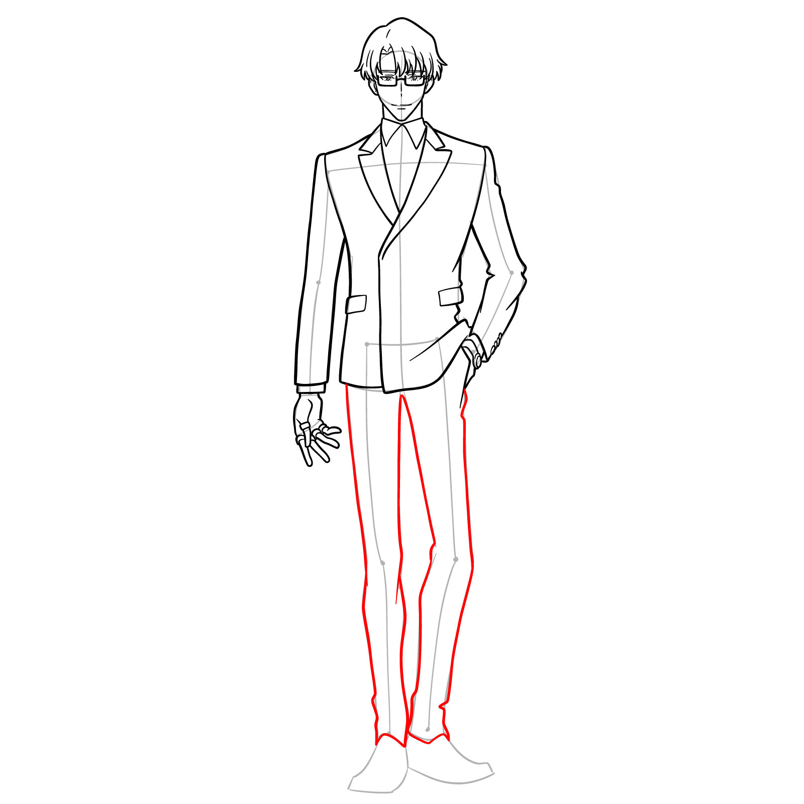 How to draw Choi Jong-In in his suit - step 11