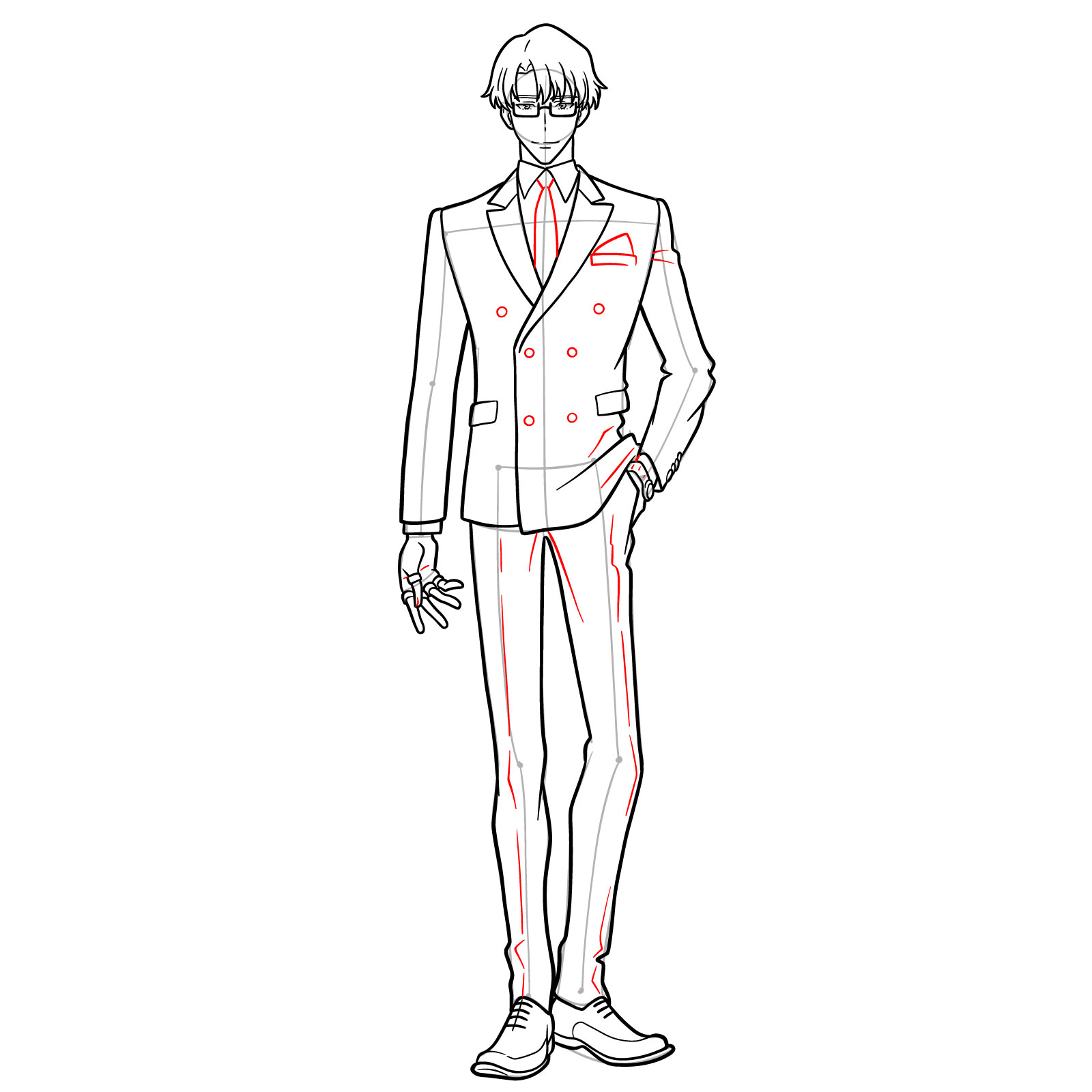 How to draw Choi Jong-In in his suit - step 15