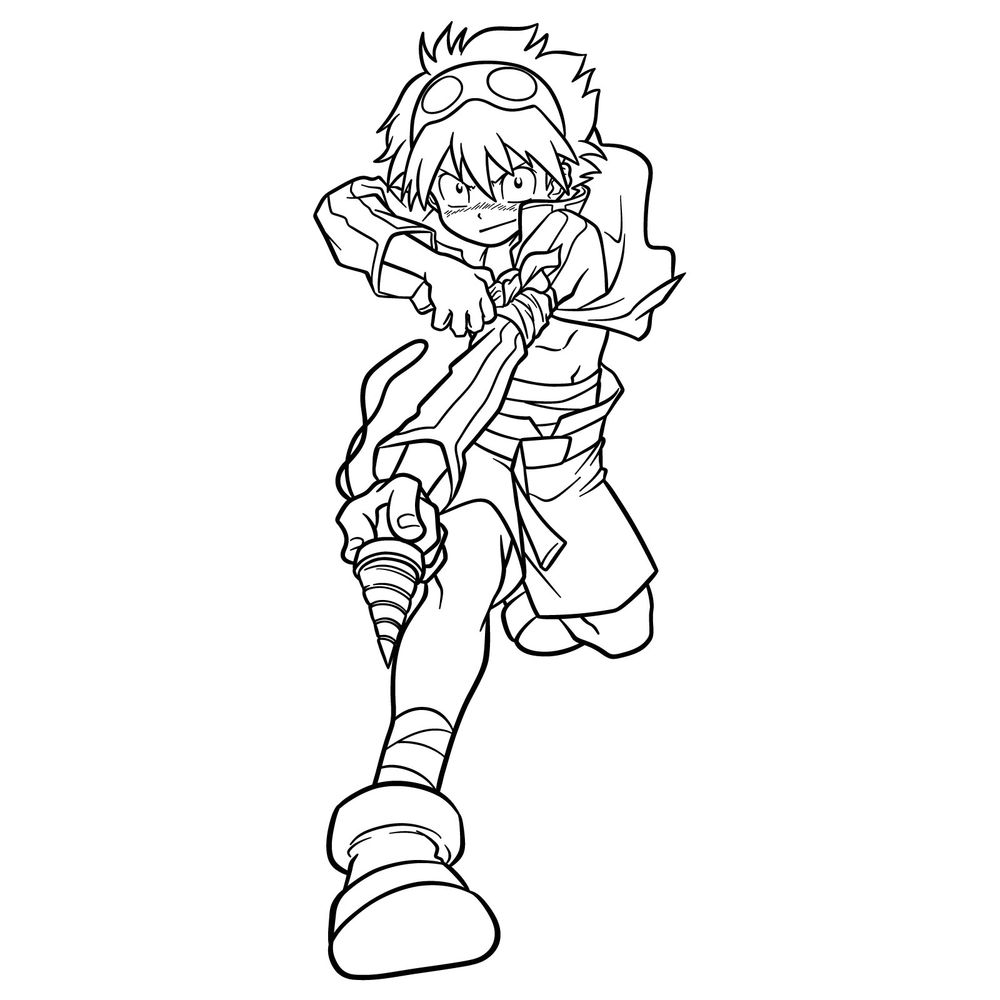 How to Draw Simon the Digger in Pre-Timeskip Outfit