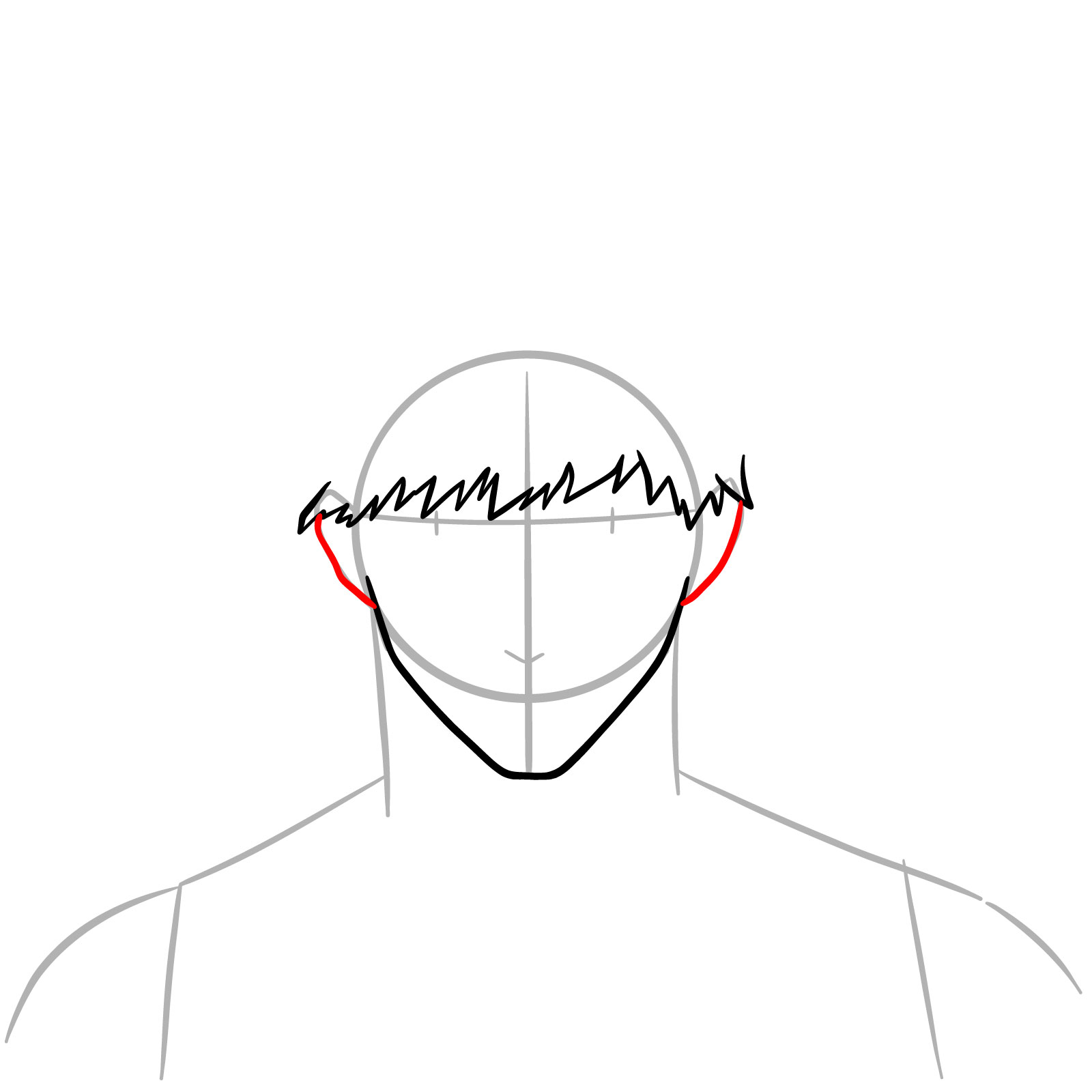 How to Draw Rensuke Kunigami - step 05