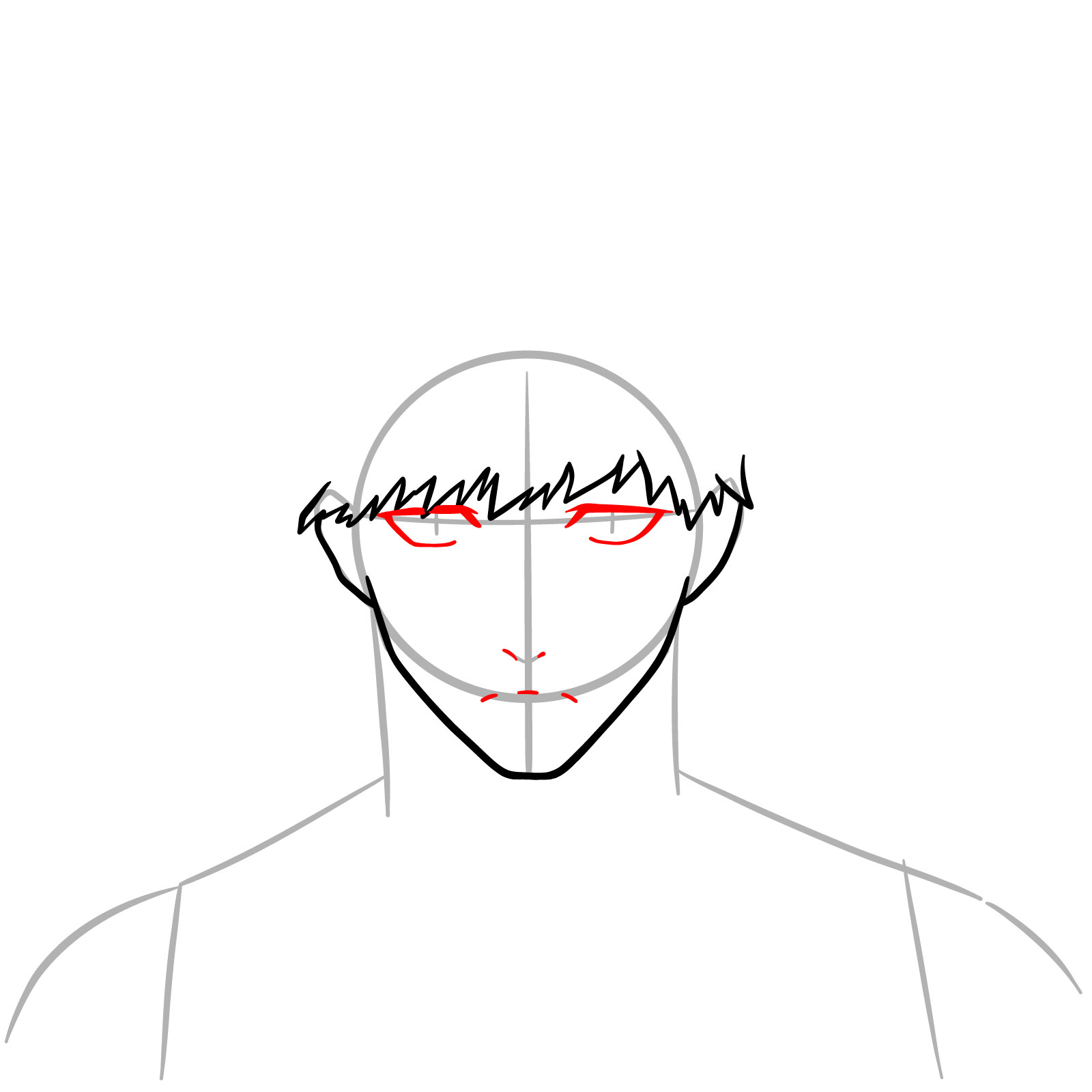 How to Draw Rensuke Kunigami - step 06