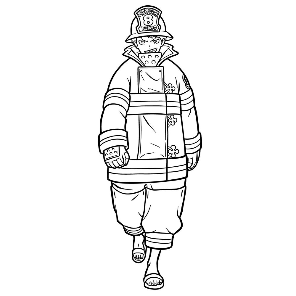 How to Draw Shinra Kusakabe in Special Fire Force Company 8 Uniform
