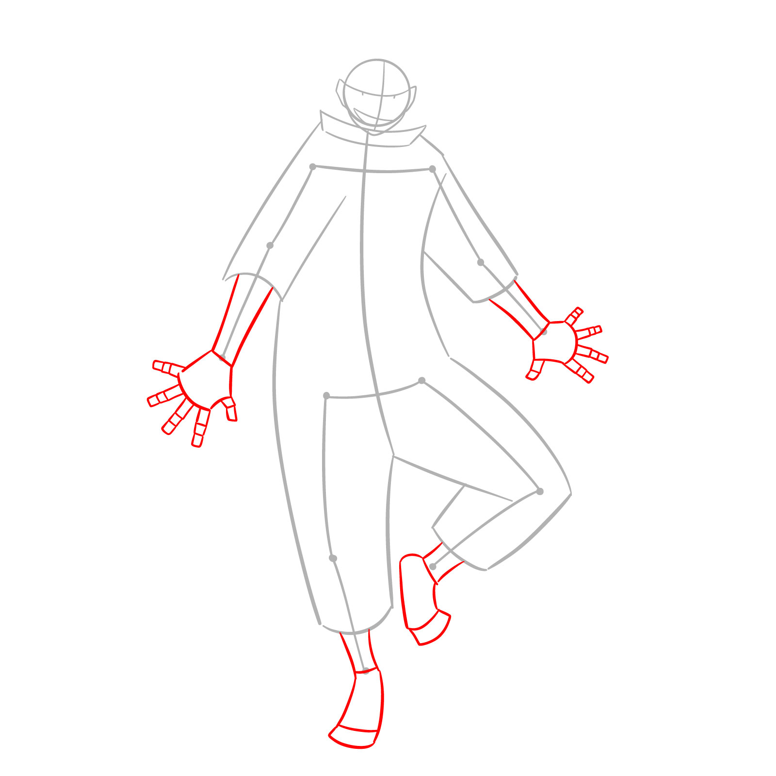 How to Draw Shinra Kusakabe in Orange Coverall - step 03